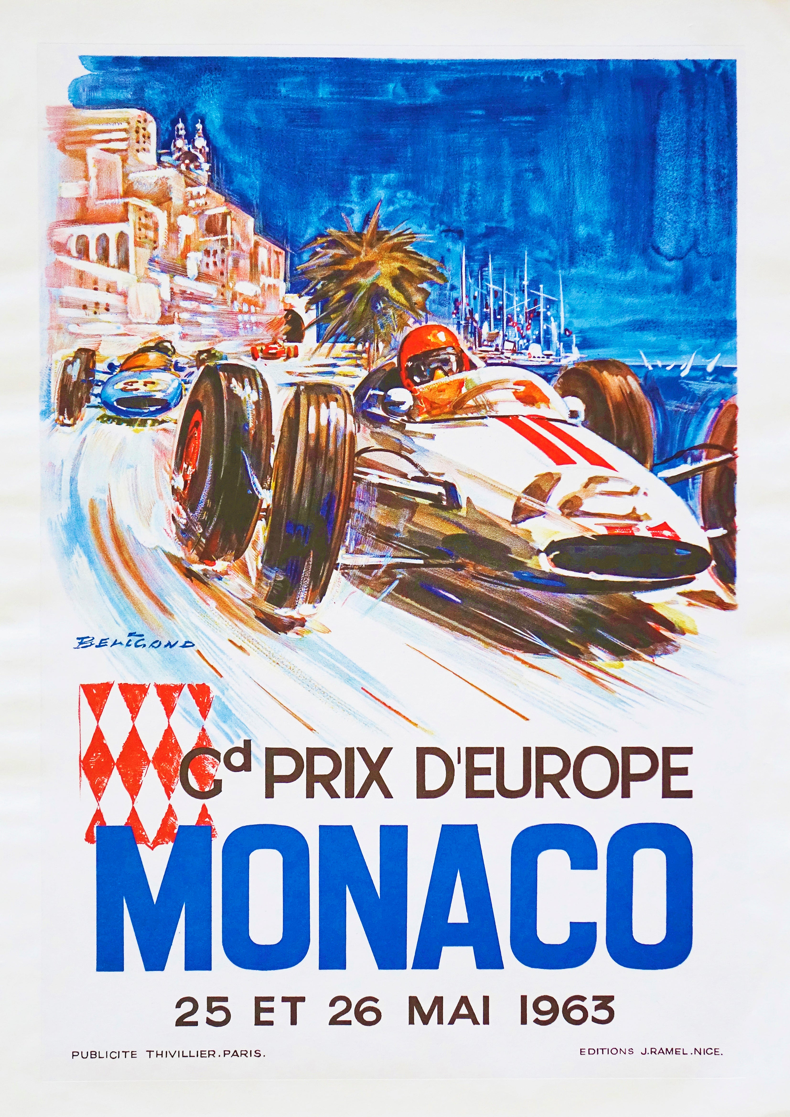 Reproduction Vintage "Monaco 1963" Motor Racing Poster