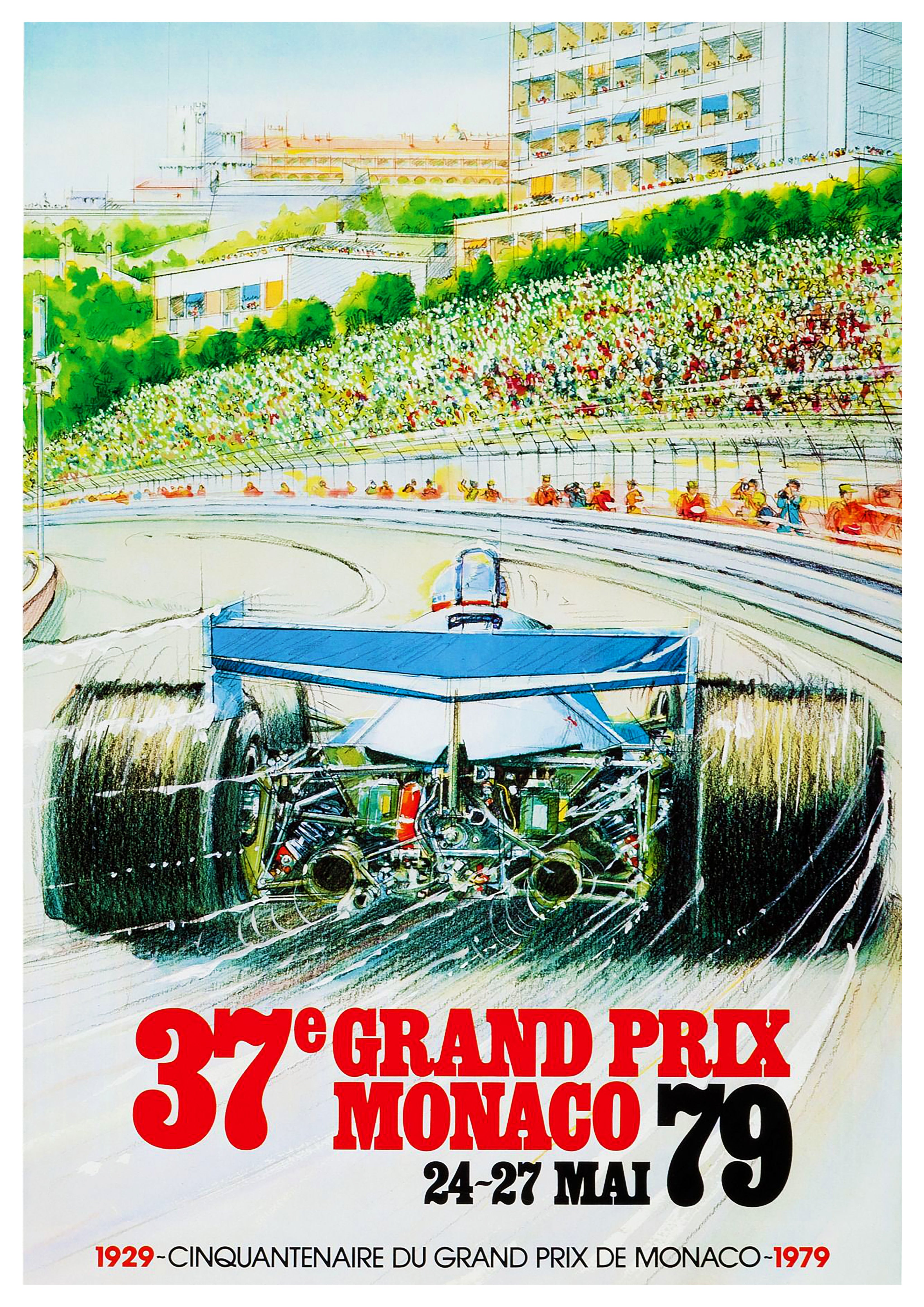 Reproduction Vintage "Monaco 1979" Motor Racing Poster