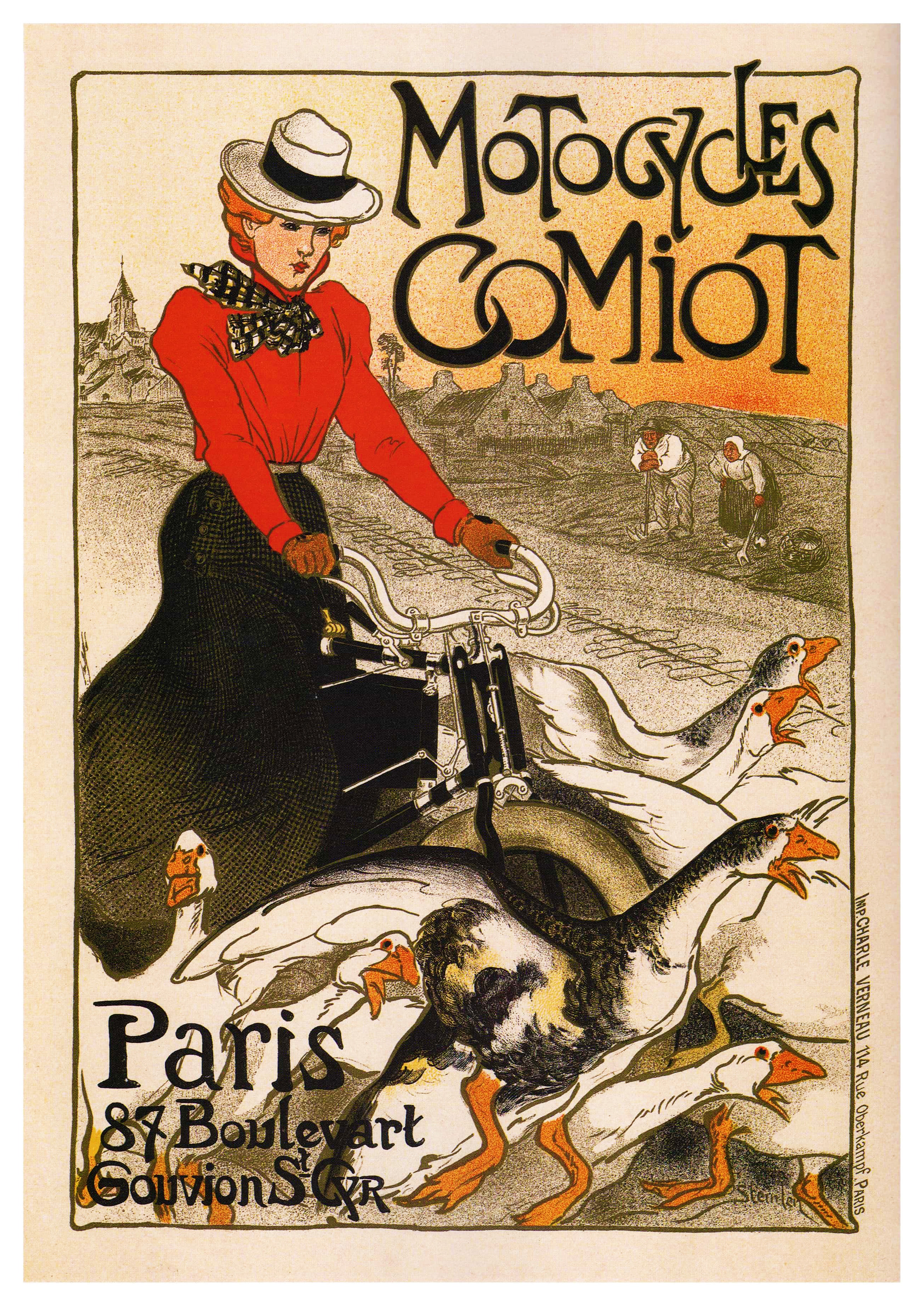 Reproduction Vintage "Motocycles Comiot" French Poster