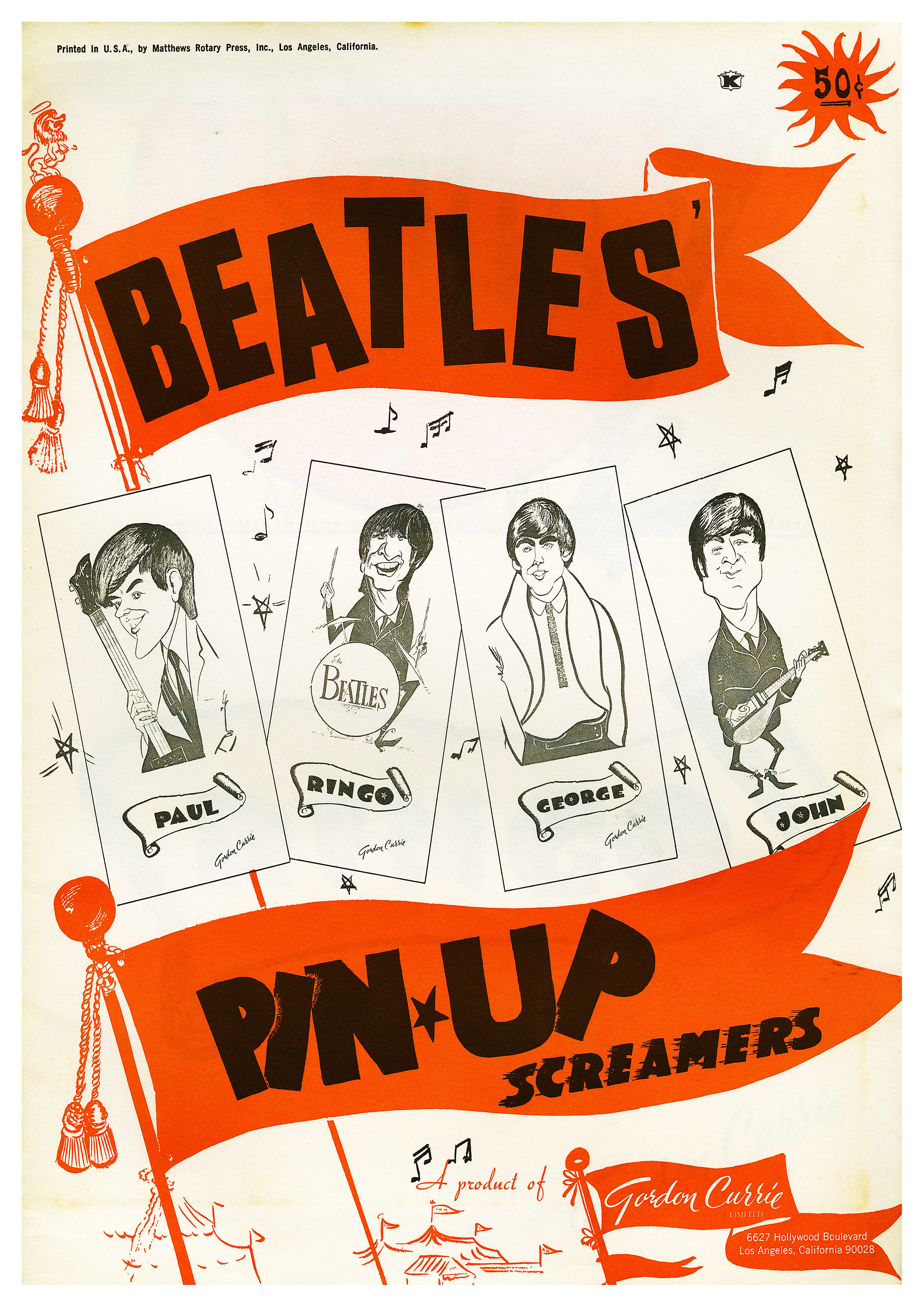 Reproduction Vintage The Beatles "Pin-Up Screamers" Music Poster, Size: A2