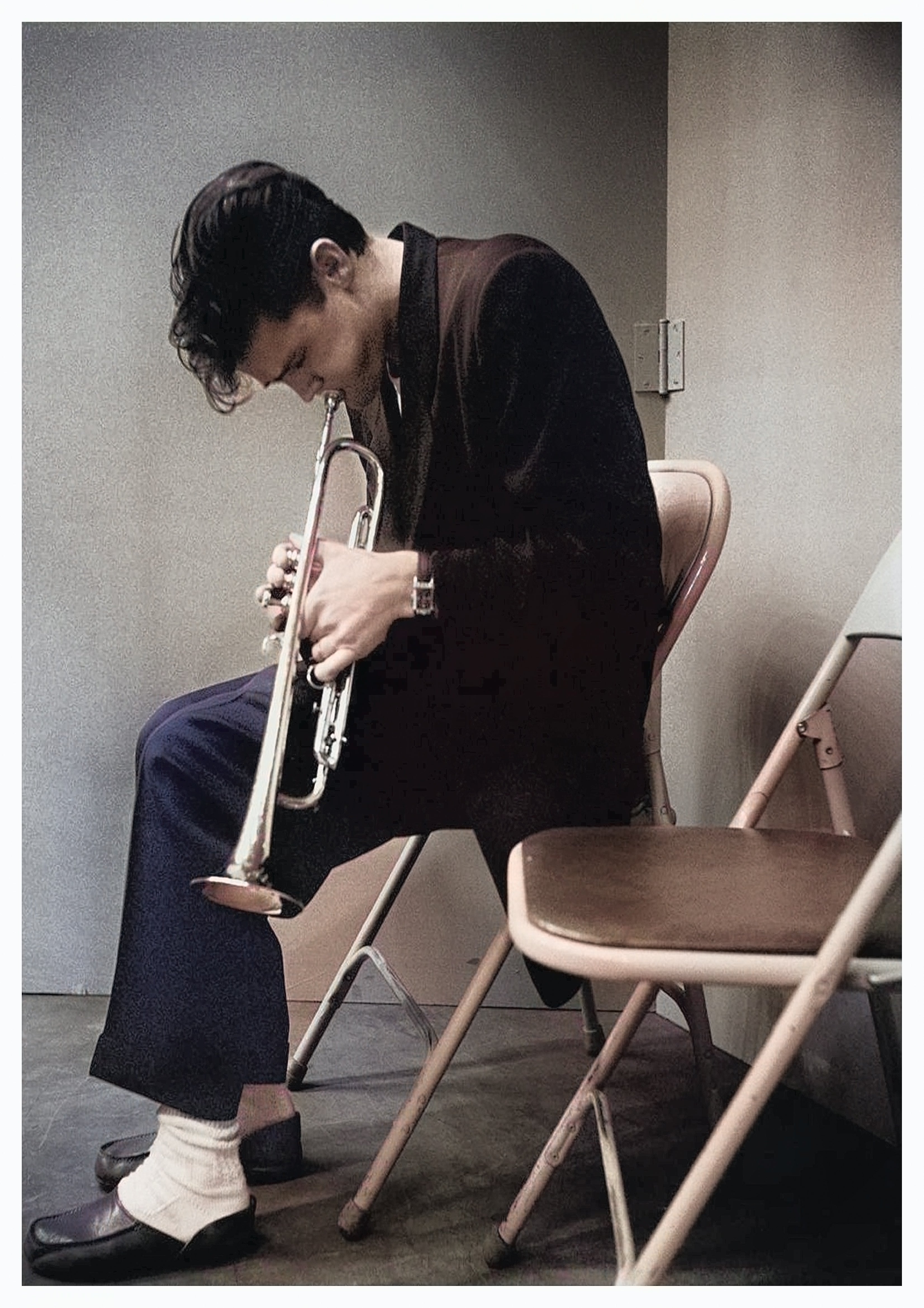 Reproduction Vintage "Chet Baker - Sitting - Colour" Jazz Poster