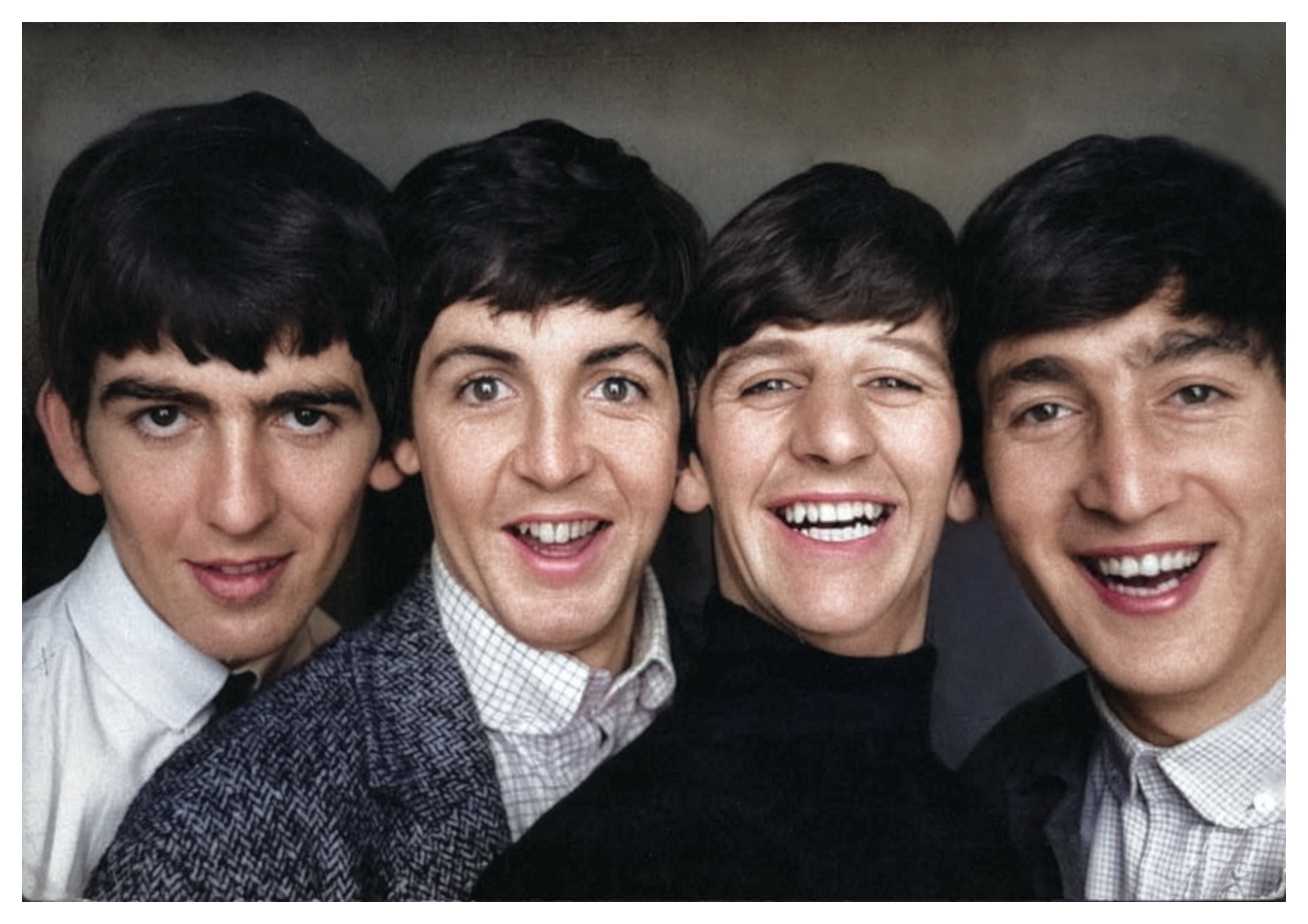 Reproduction Vintage The Beatles "Smiling - Colour" Music Poster, Size: A2
