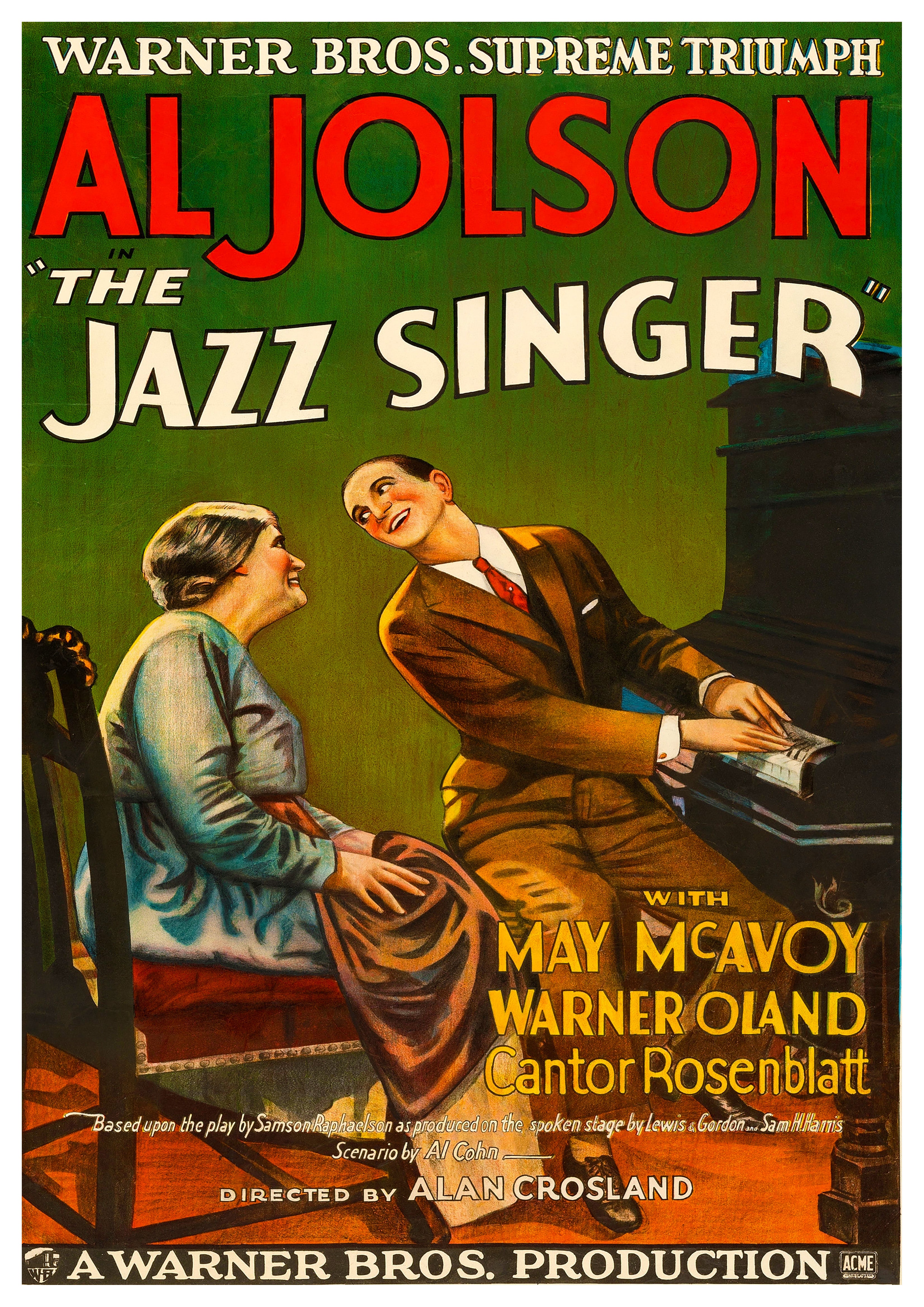 Reproduction Vintage "Al Jolson - The Jazz Singer" Jazz Poster