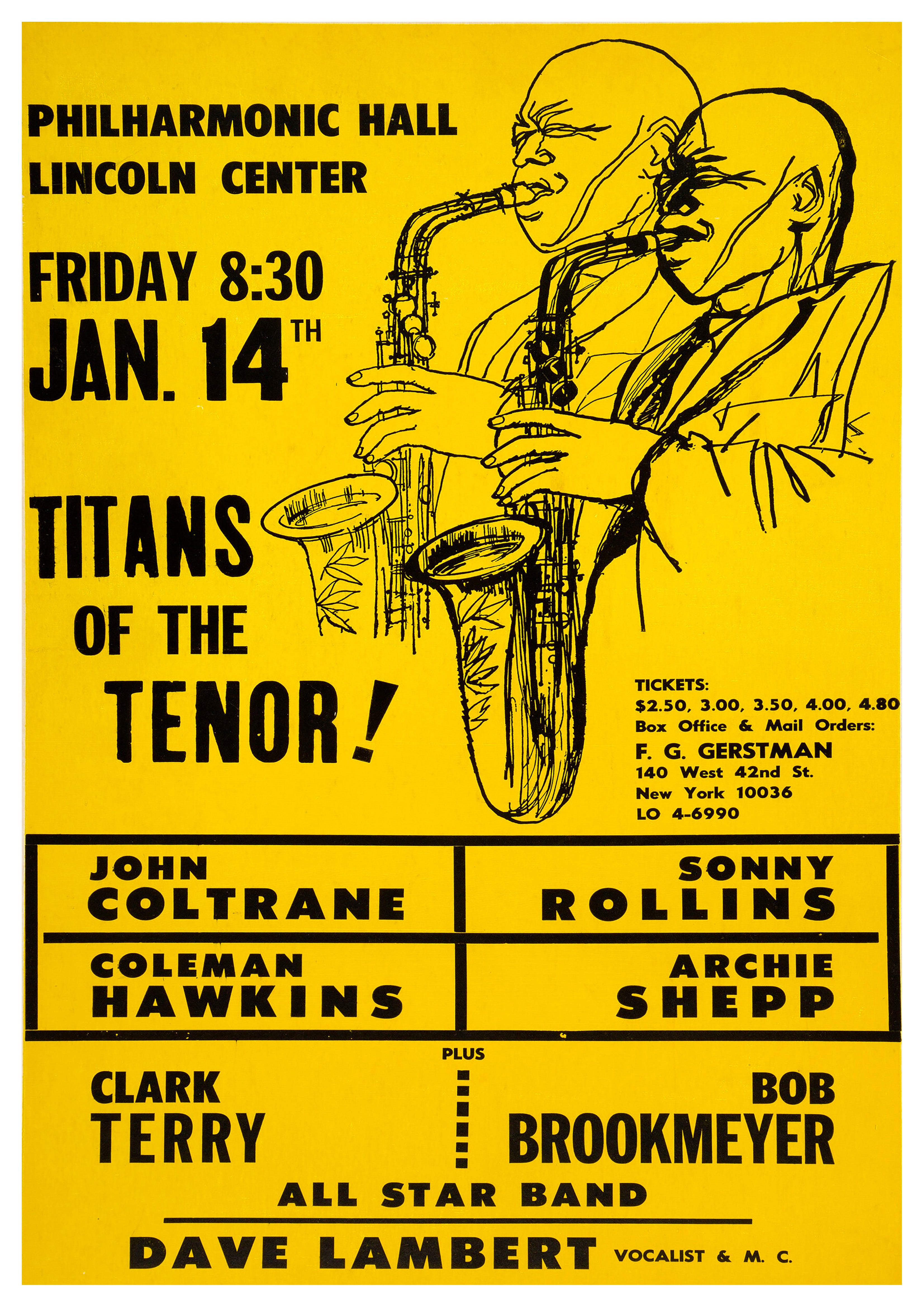 Reproduction Vintage "Sonny Rollins - Titans Of The Tenor!" Jazz Poster