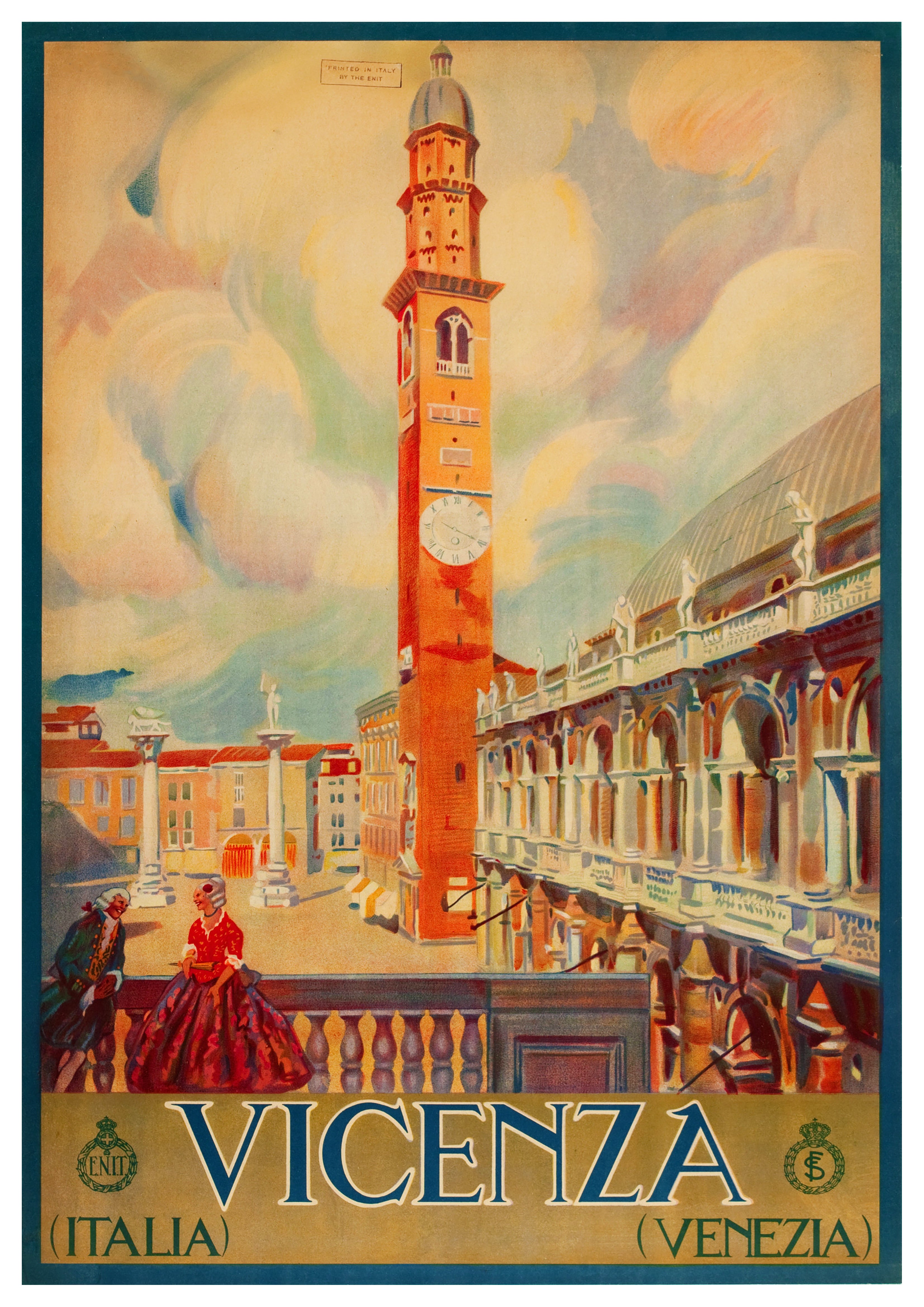 Reproduction Vintage Travel Poster "Italy - Vicenza", Home Wall Art, Size: A2 (420mm x 594mm)