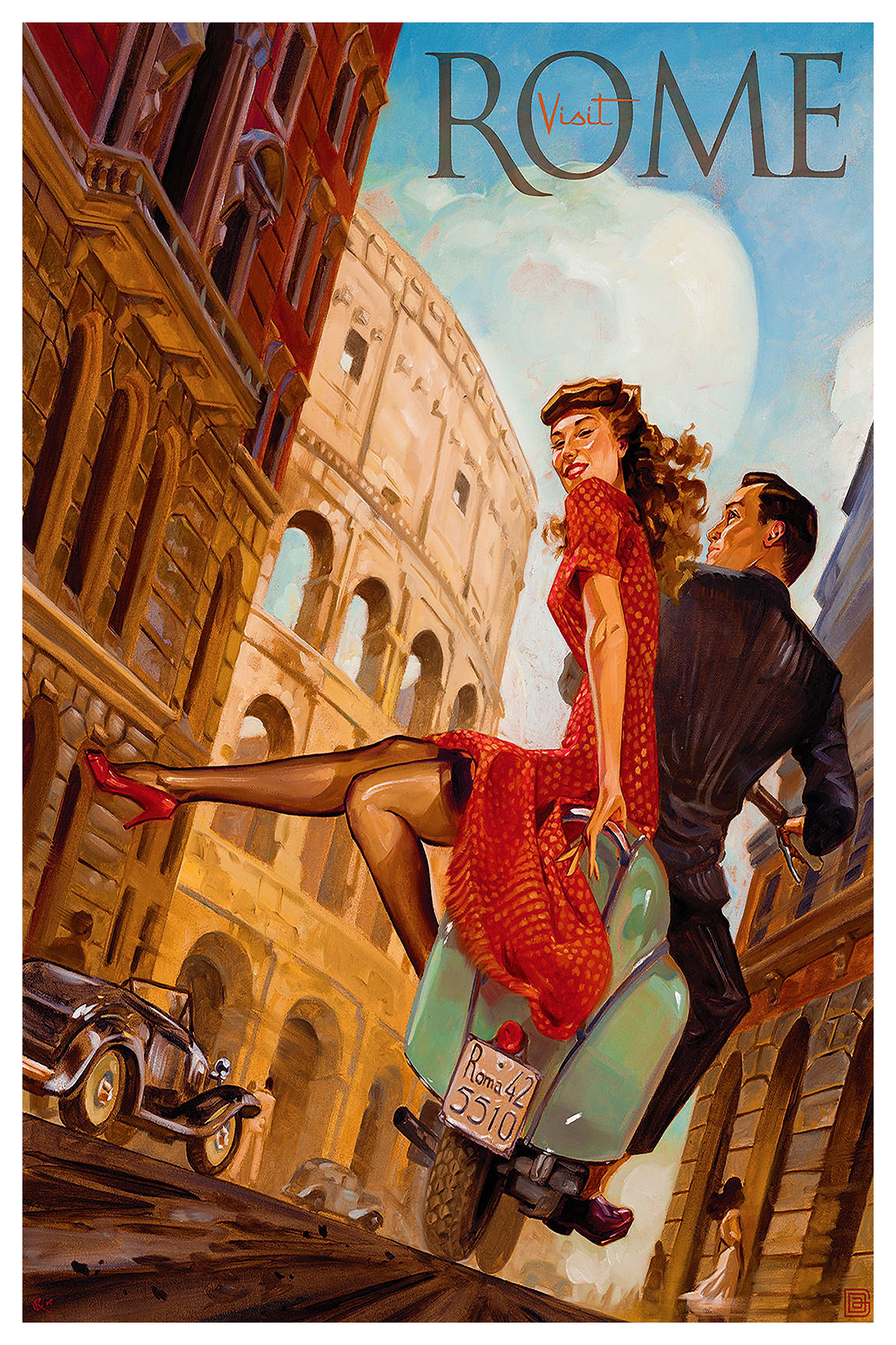 Reproduction Vintage Movie Poster "Visit Rome", Home Wall Art, Size: 20" x 30"