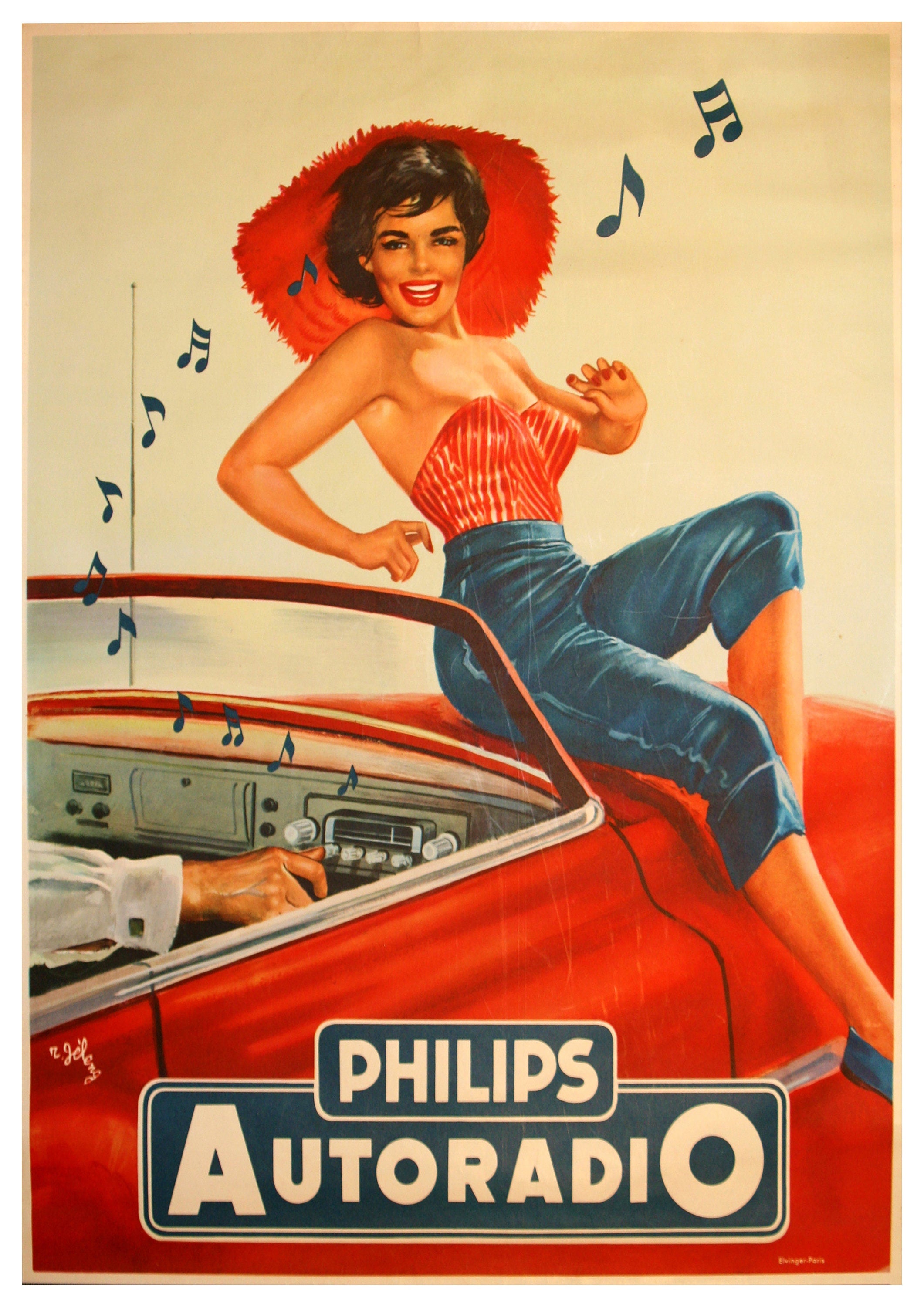 Reproduction Vintage Advertisement "Philips - Autoradio", Poster, Home Wall Art, Various Sizes Available