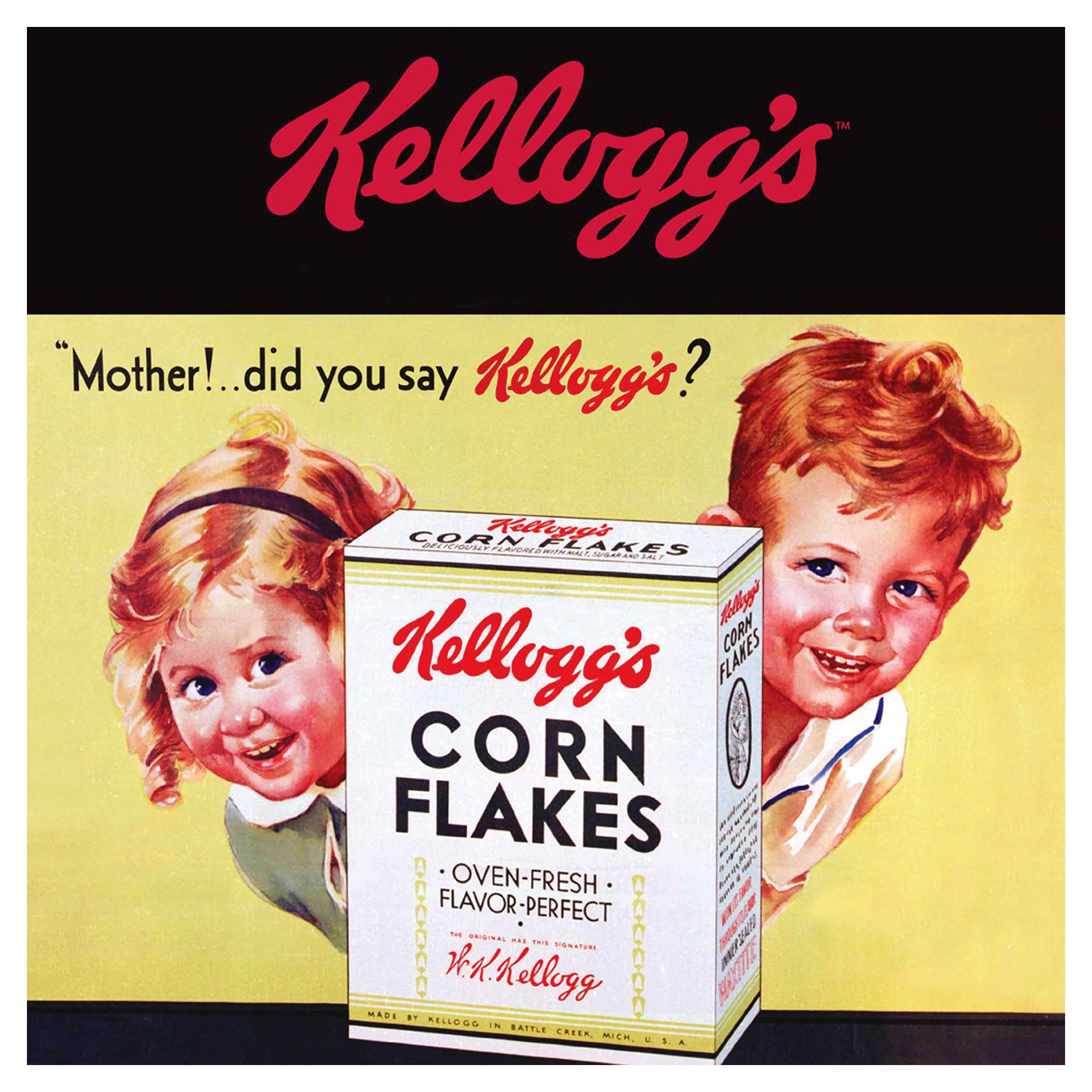 Reproduction Vintage Advertisement "Kellog's", Poster, Home Wall Art, Size: 16" x 16"