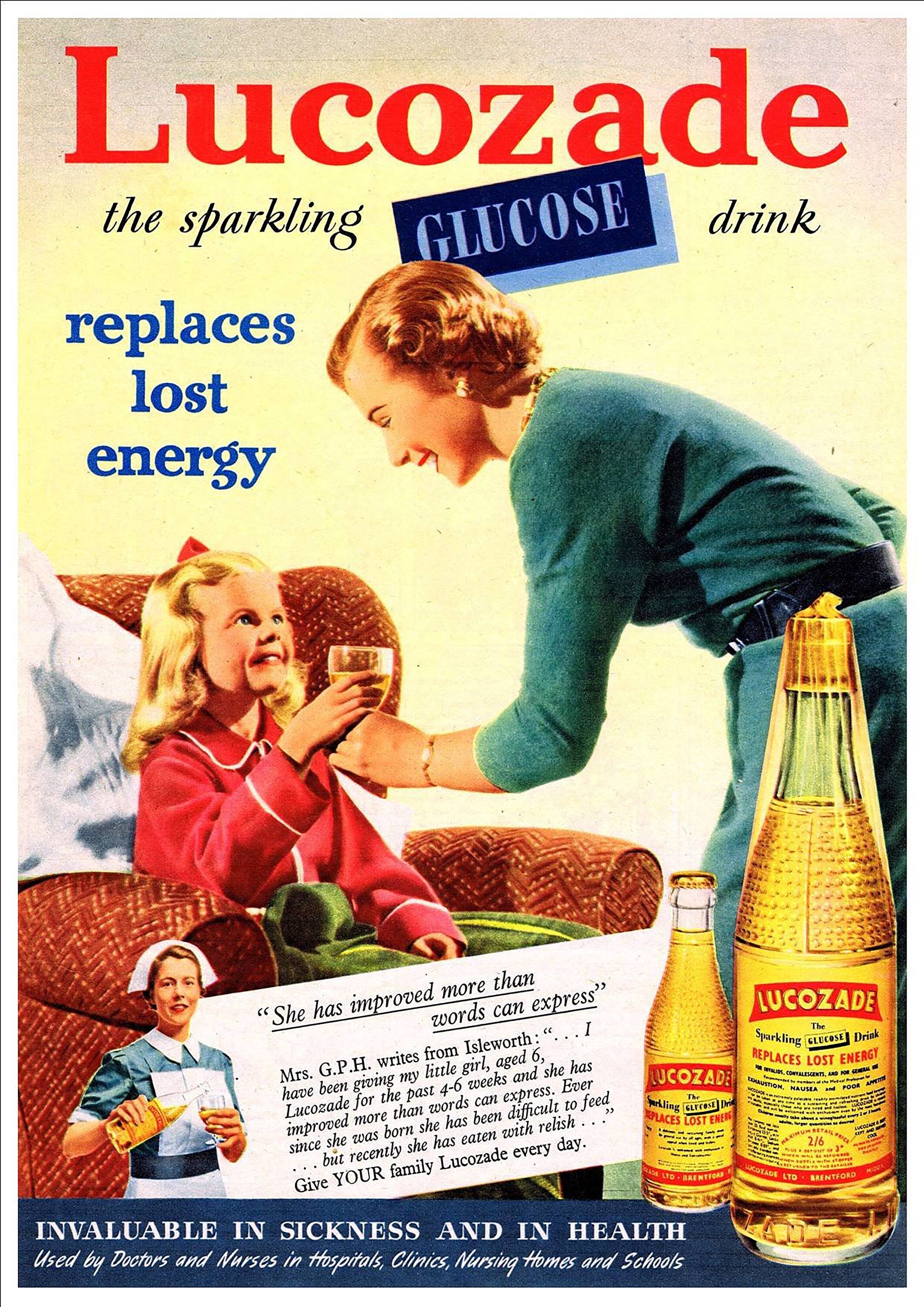 Reproduction Vintage Advertisement "Lucozade", Poster, Home Wall Art, Various Sizes Available