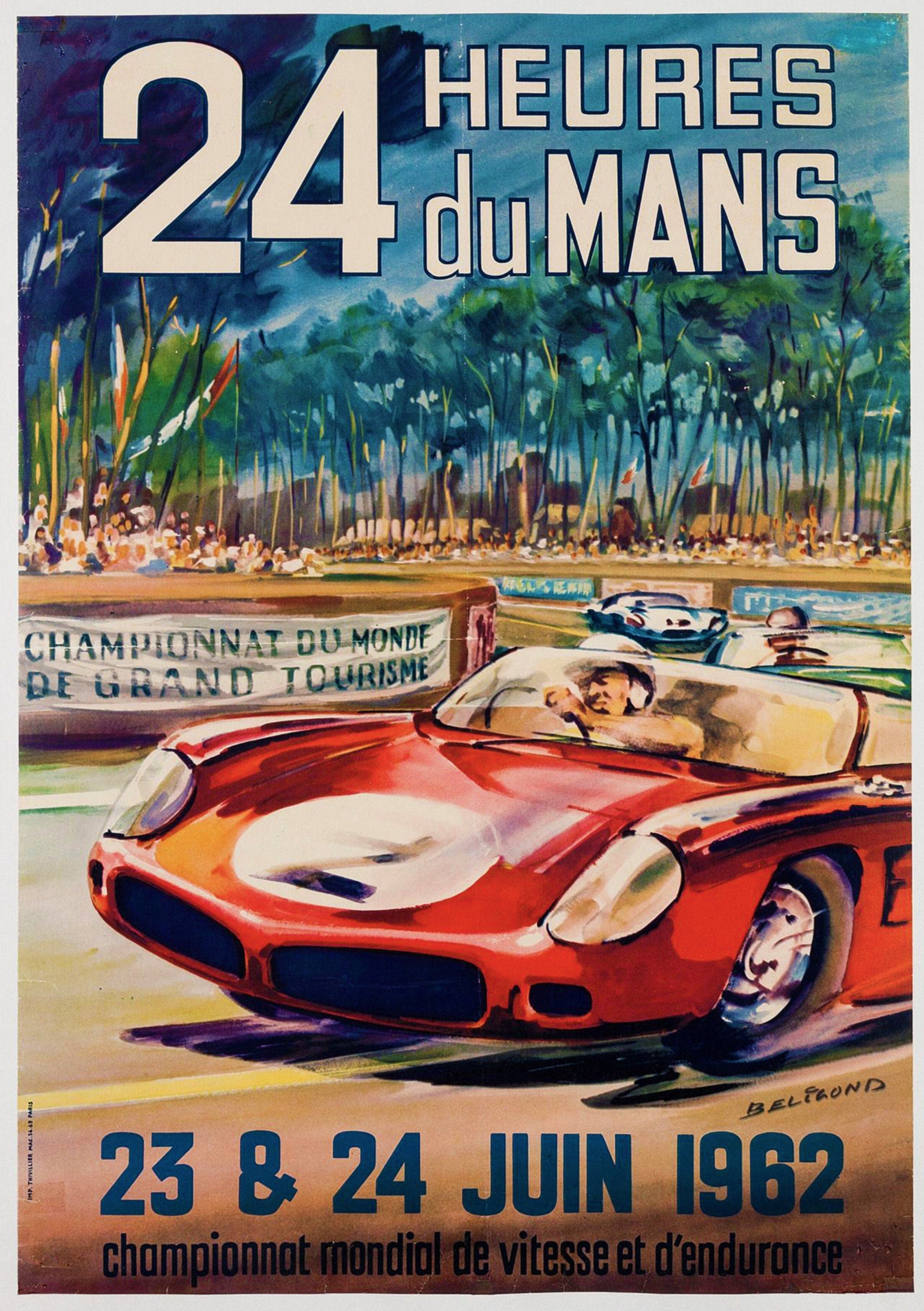 Reproduction Vintage Motor Racing Poster "Le Mans 1962", Home Wall Art, Various Sizes Available