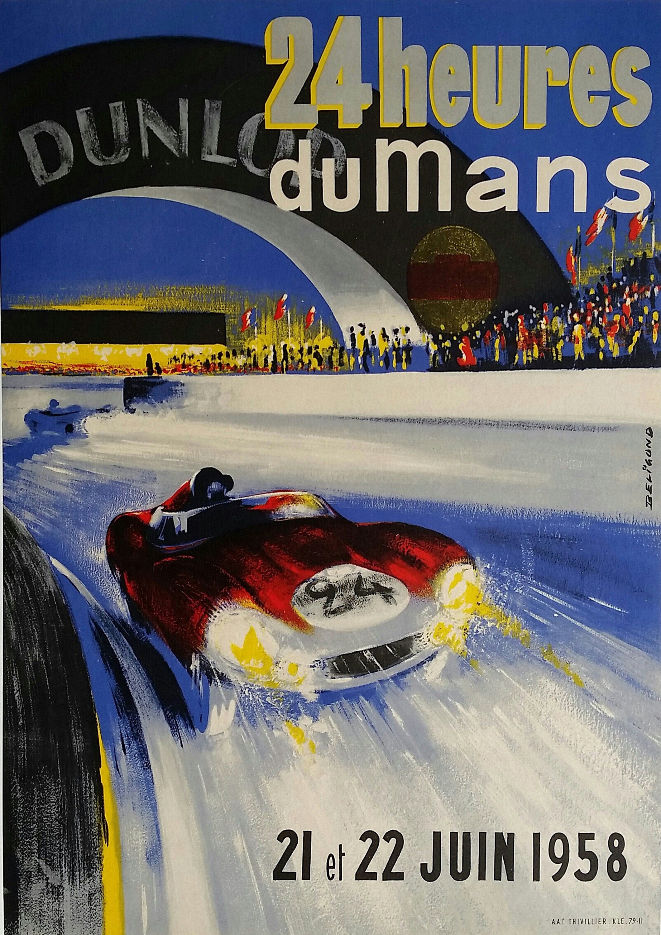 Reproduction Vintage Motor Racing Poster "Le Mans 1958", Home Wall Art, Various Sizes Available