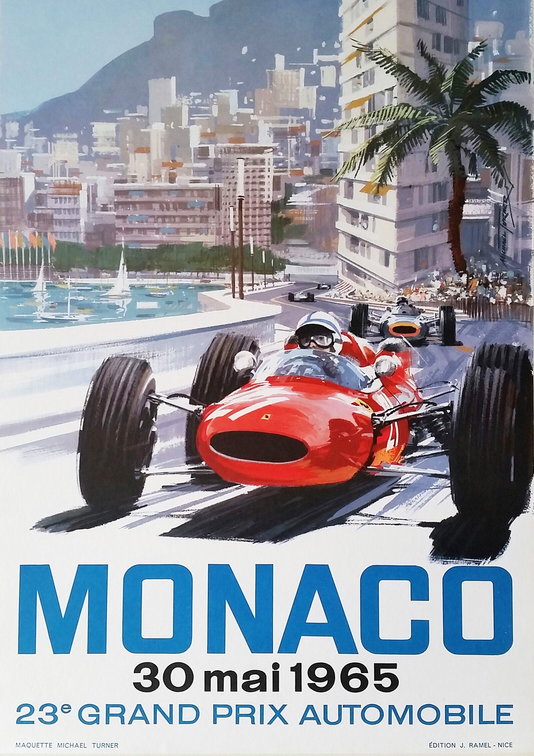 Reproduction Vintage Motor Racing Poster "Monaco Grand Prix 1965", Home Wall Art, Various Sizes Available