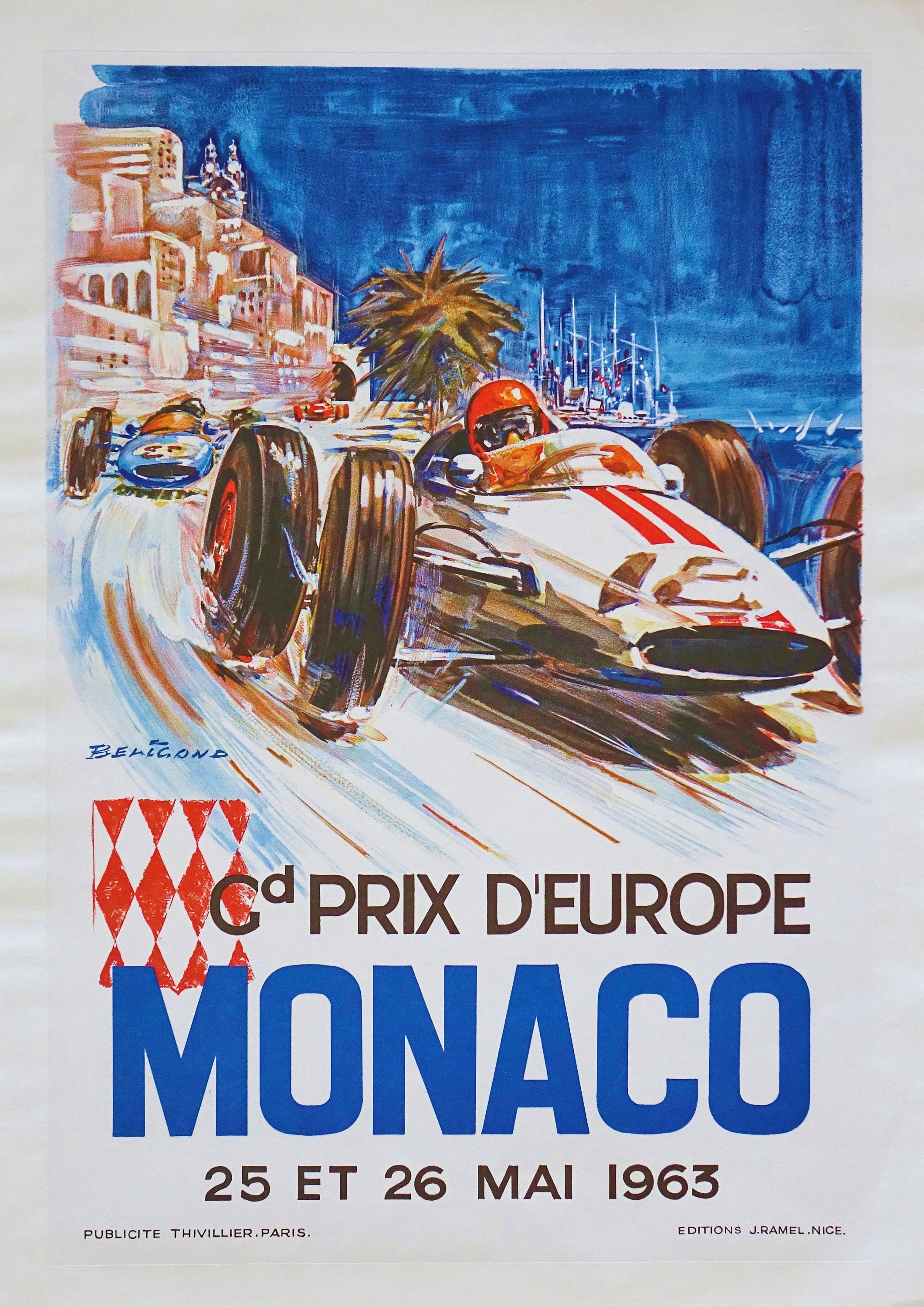 Reproduction Vintage Motor Racing Poster "Monaco Grand Prix 1963", Home Wall Art, Various Sizes Available