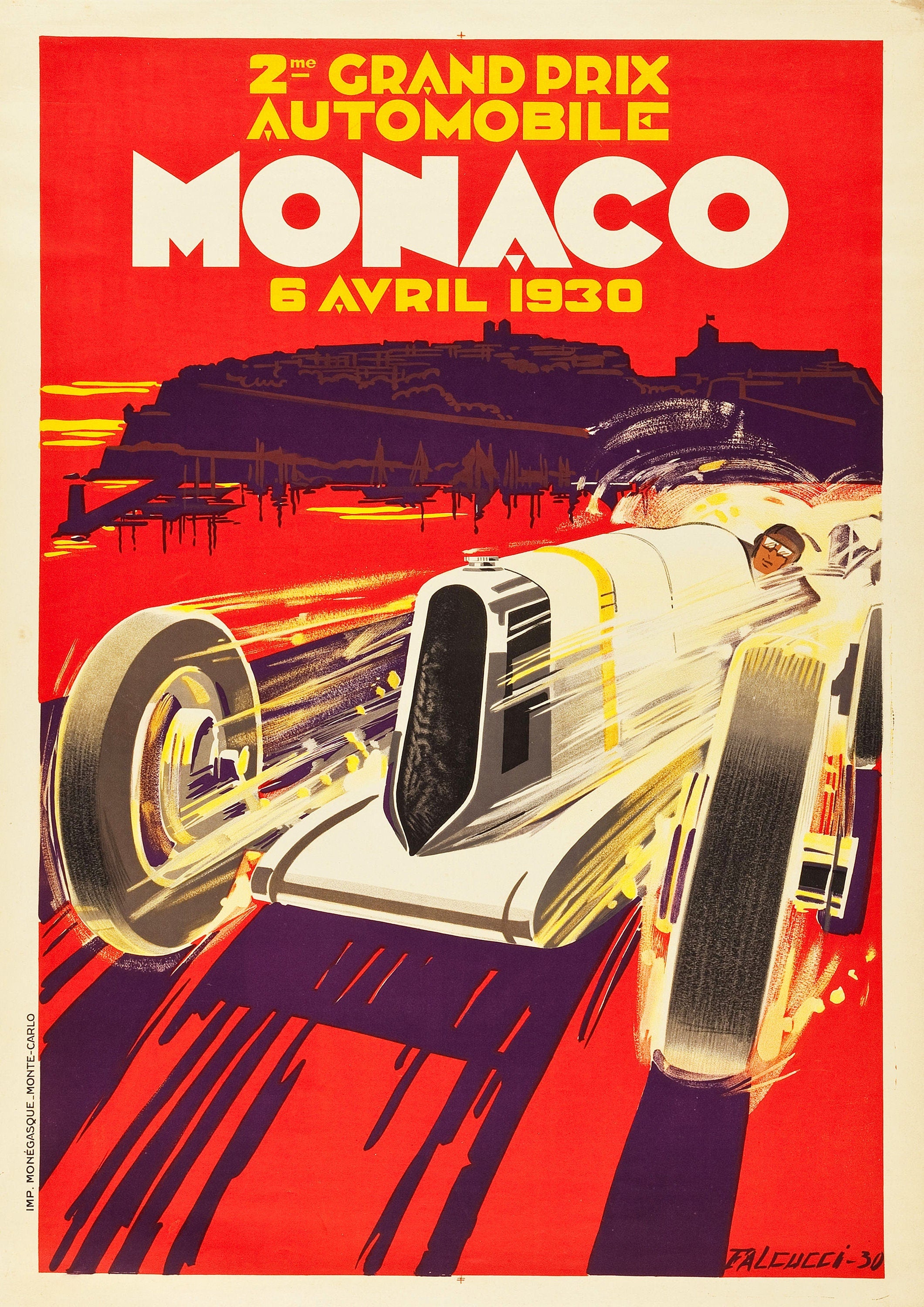 Reproduction Vintage Motor Racing Poster "Monaco Grand Prix 1930", Home Wall Art, Various Sizes Available