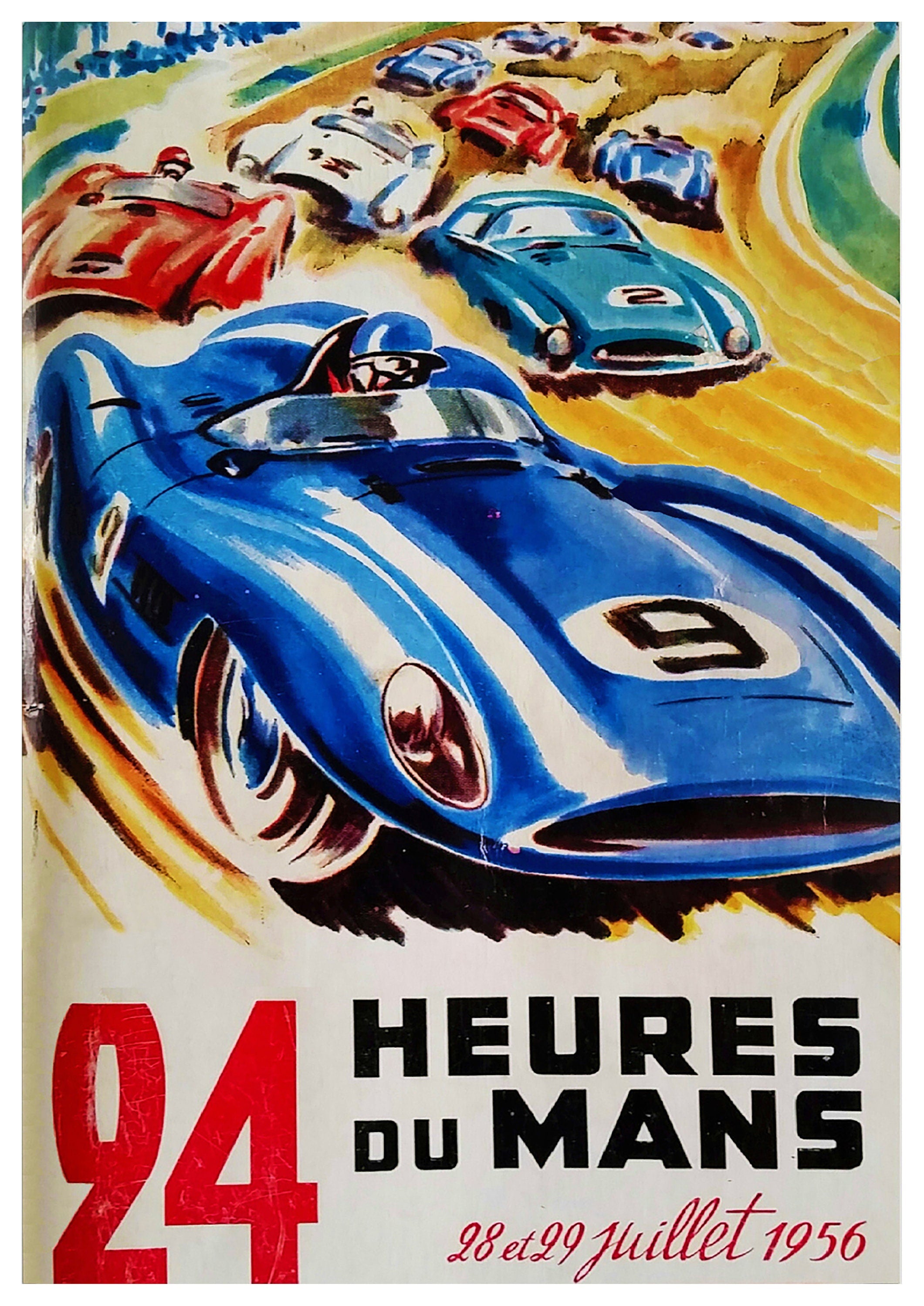 Reproduction Vintage Motor Racing Poster "Le Mans 1956", Home Wall Art, Various Sizes Available