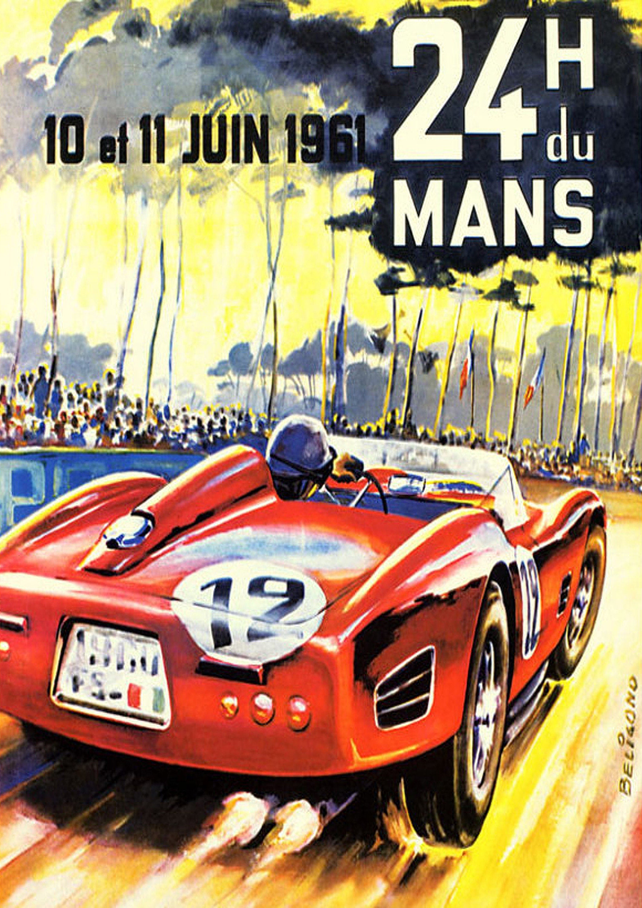 Reproduction Vintage Motor Racing Poster "Le Mans 1961", Home Wall Art, Various Sizes Available