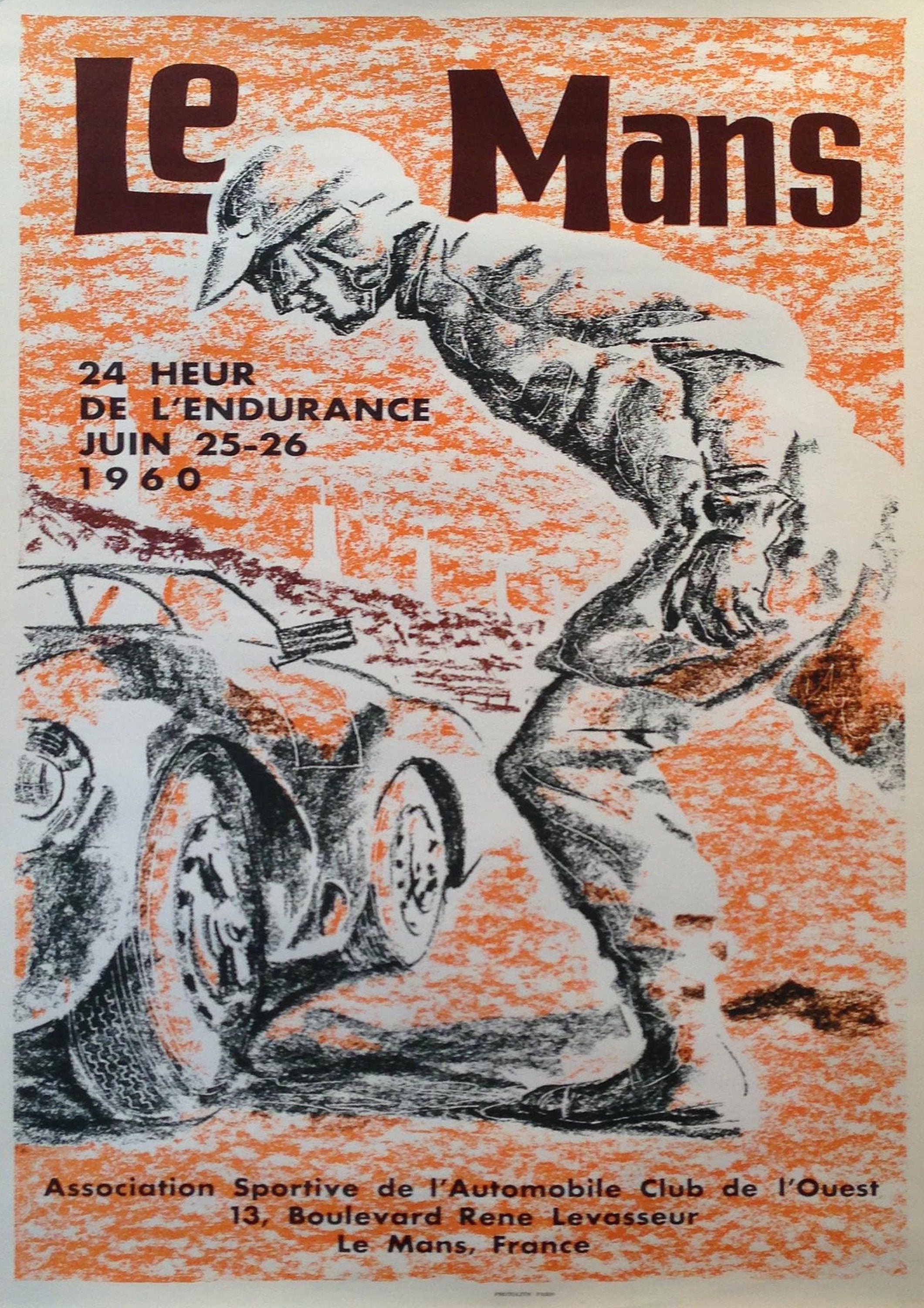 Reproduction Vintage Motor Racing Poster "Le Mans 1960", Home Wall Art, Various Sizes Available