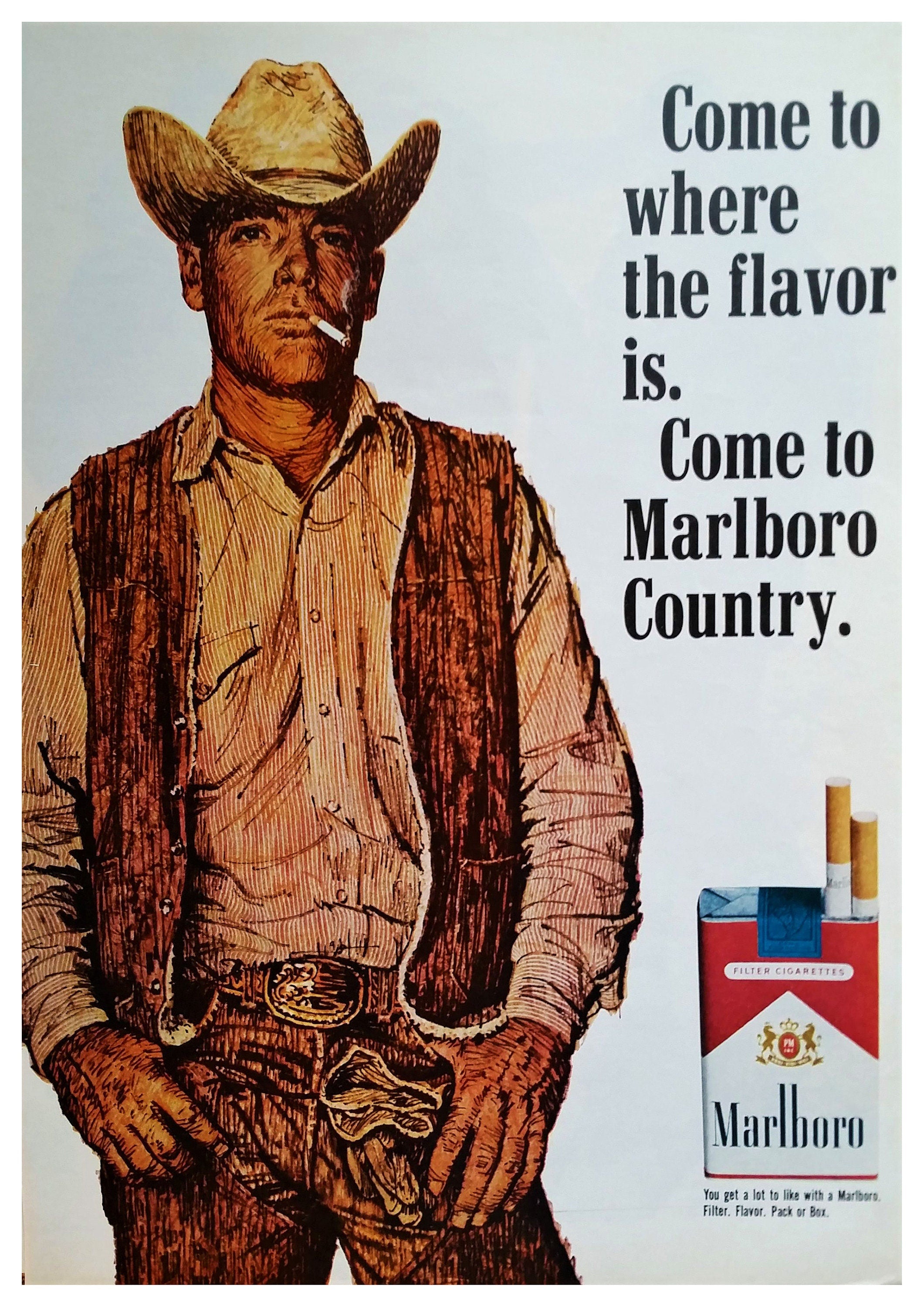 Reproduction Vintage "Marlboro Country" Cigarette Poster, Home Wall Art, Various Sizes Available