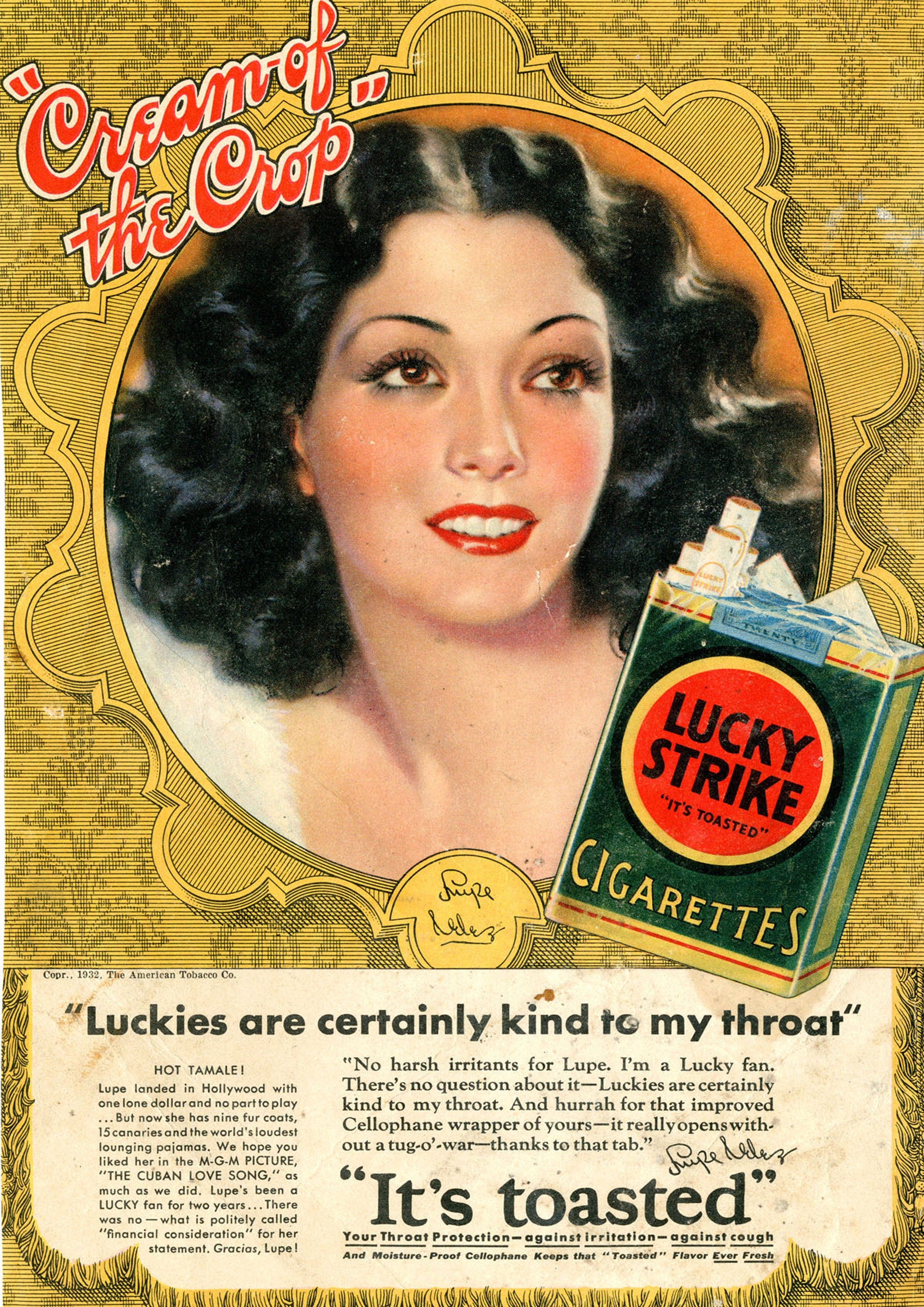 Reproduction Vintage "Lucky Strike" Cigarette Poster, Home Wall Art, Various Sizes Available