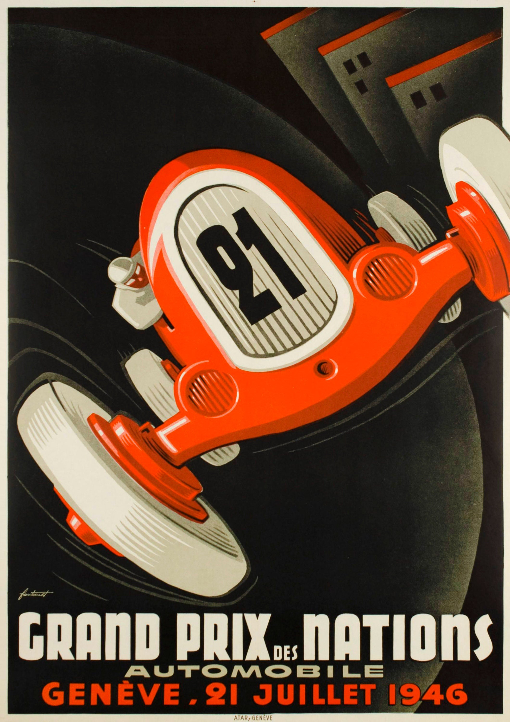 Reproduction Vintage Motor Racing Poster "1946 Des Nations Grand Prix"  Home Wall Art, Various Sizes Available