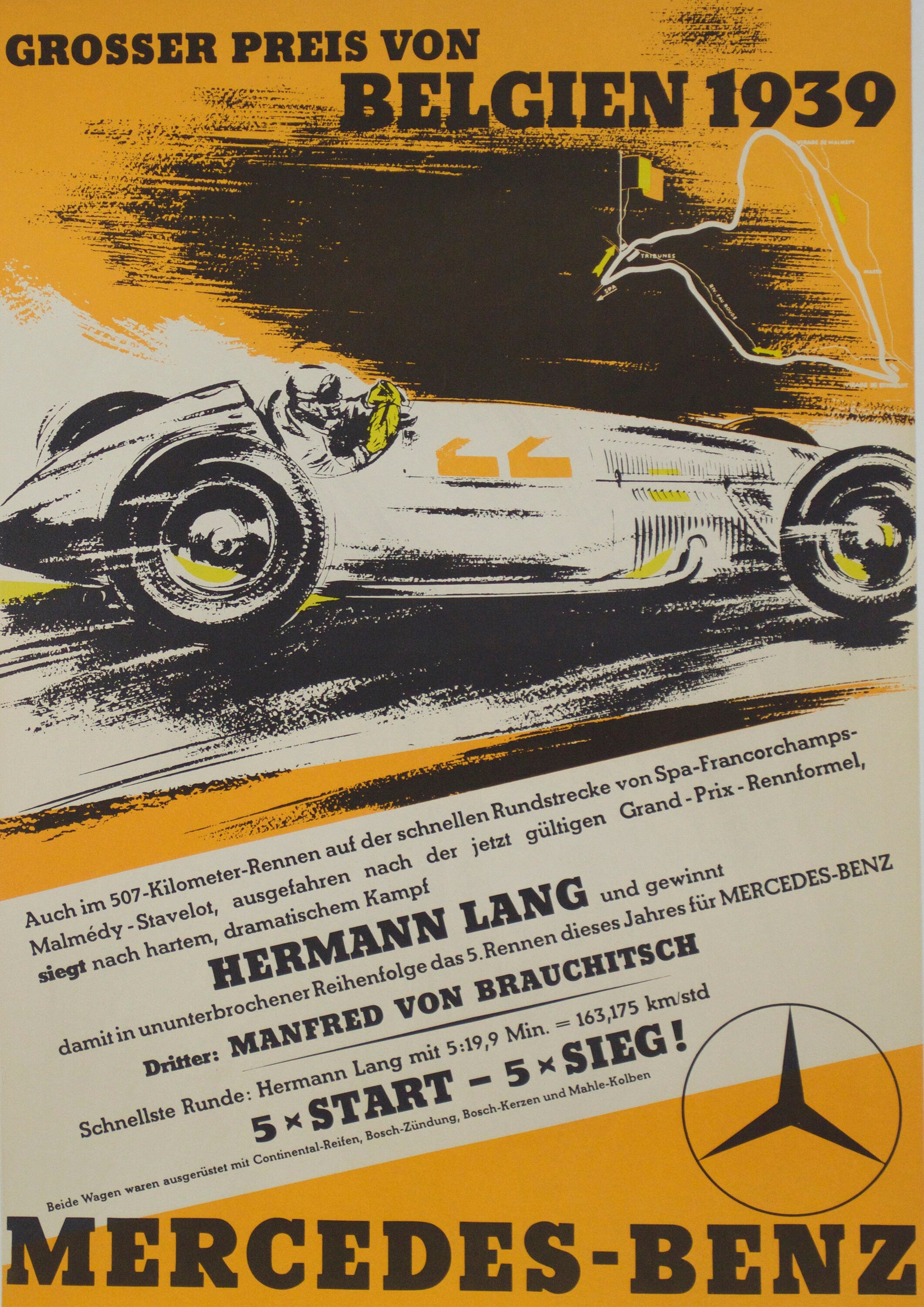 Reproduction Vintage Motor Racing Poster "1939 Belgian Grand Prix"  Home Wall Art, Various Sizes Available