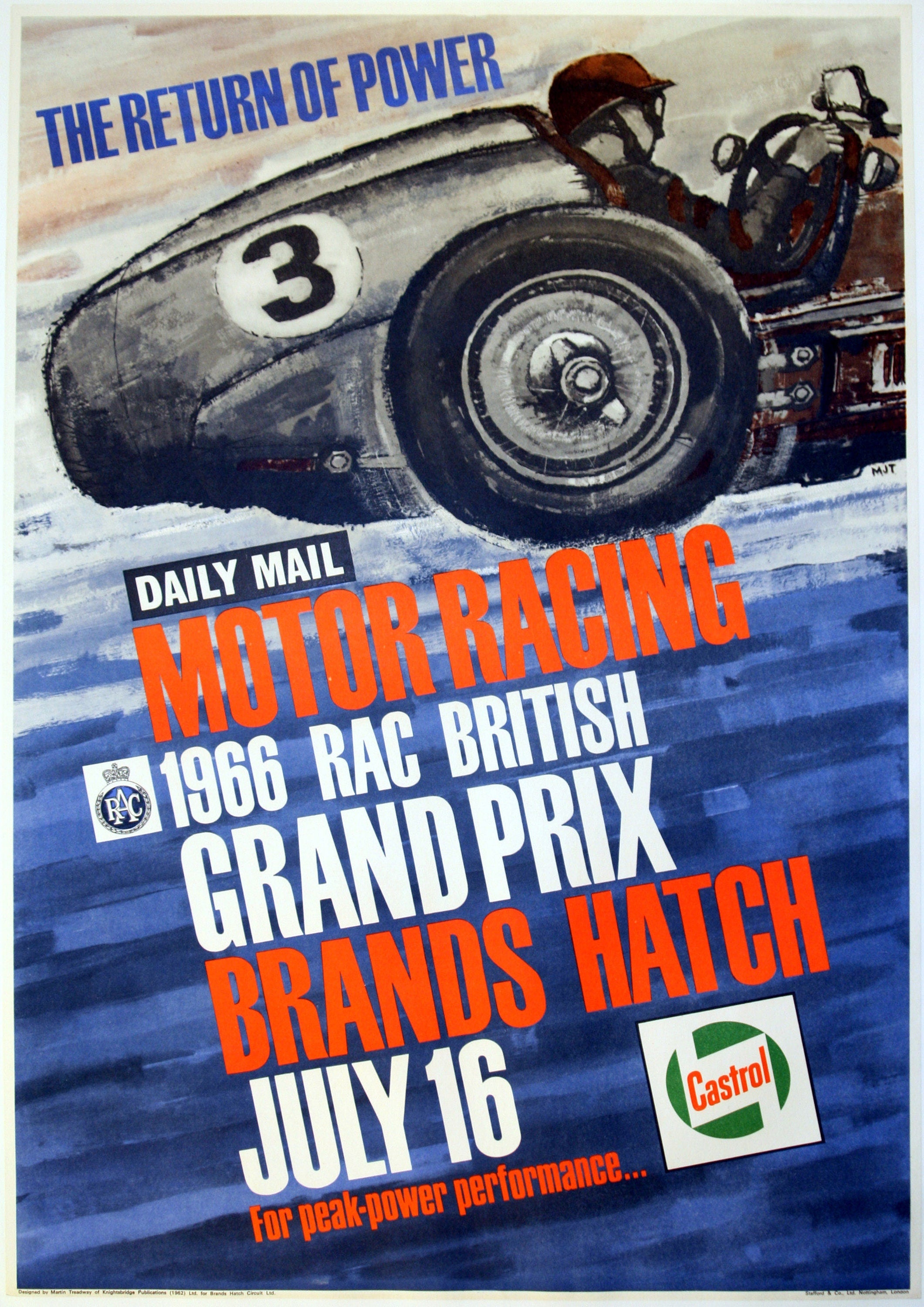 Reproduction Vintage Motor Racing Poster "1966 British Grand Prix"  Home Wall Art, Various Sizes Available