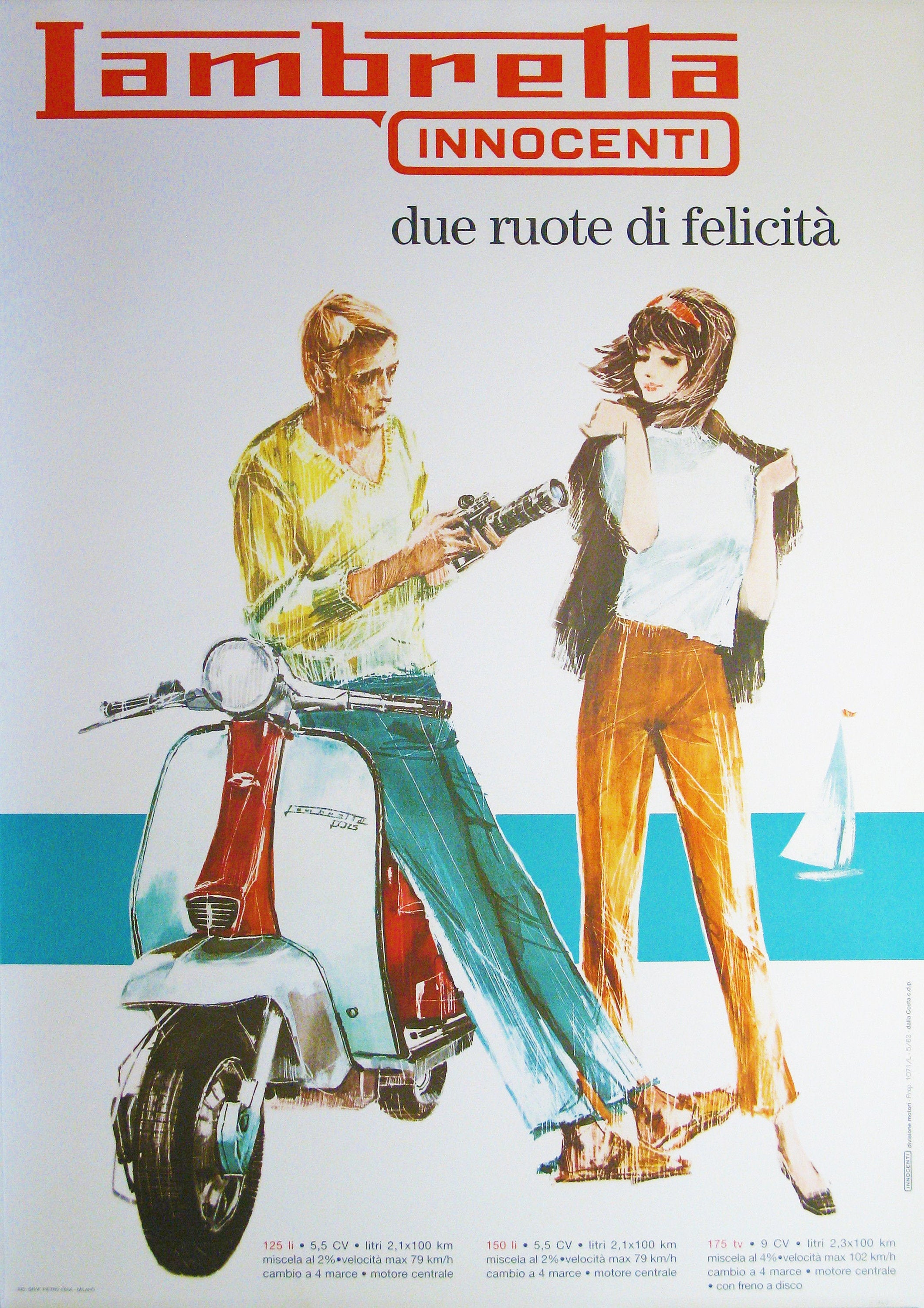 Reproduction Vintage "Italy - Lambretta Innocenti" Travel Poster, Home Wall Art, Various Sizes Available