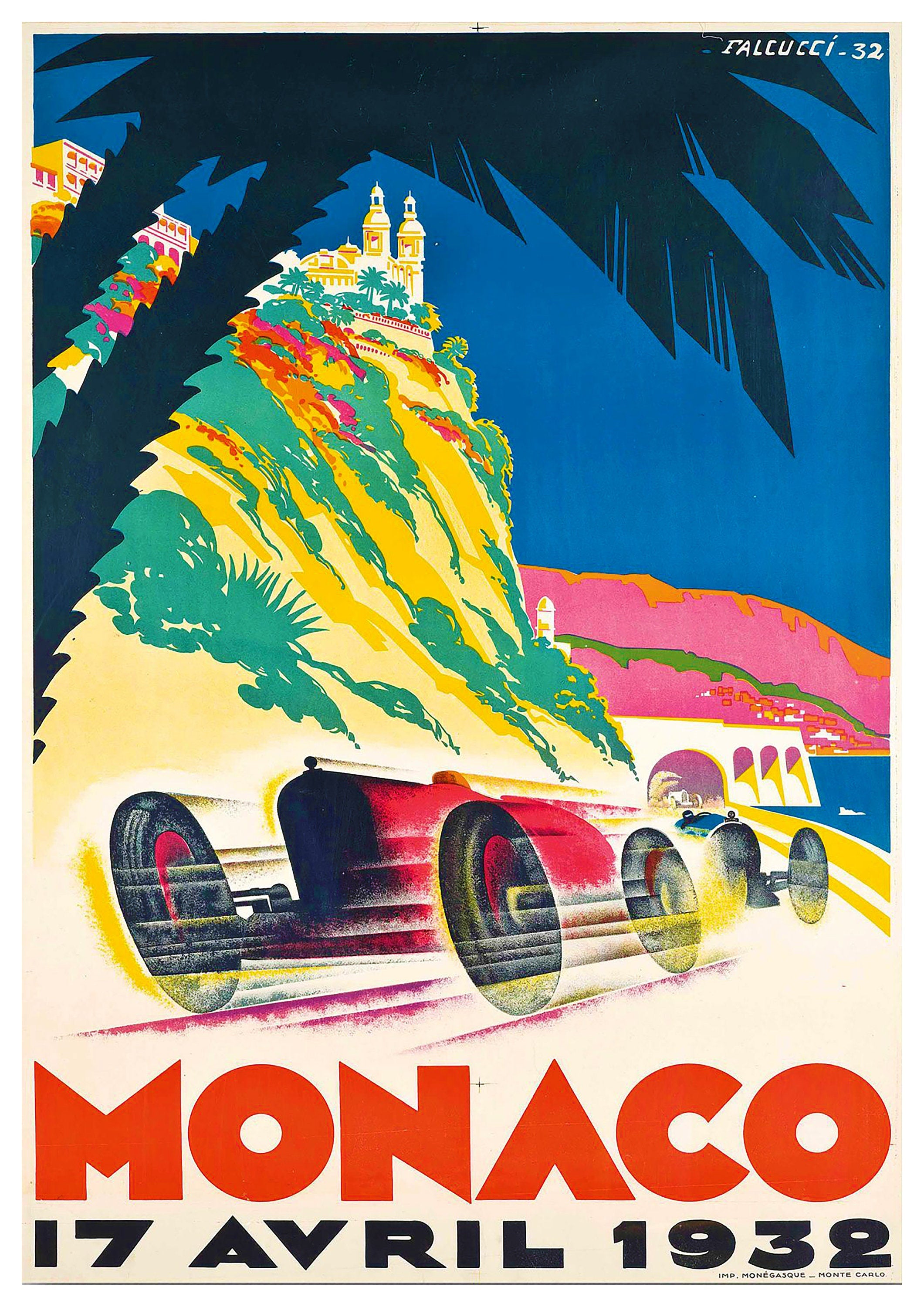 Reproduction Vintage Motor Racing Poster "Monaco 1932", Home Wall Art, Various Sizes Available