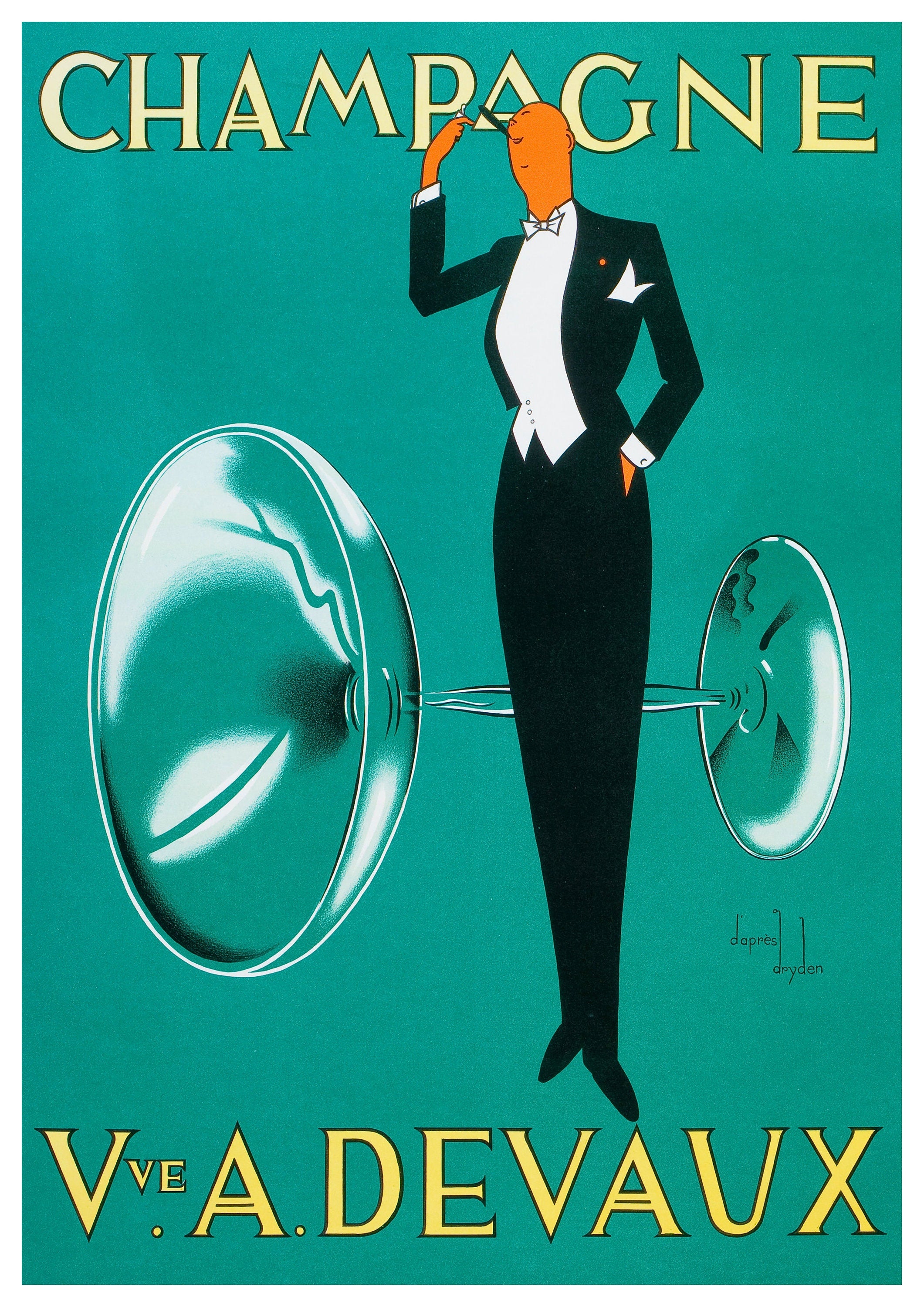 Reproduction Vintage "Champagne" Alcohol Poster, Home Wall Art, Various Sizes Available