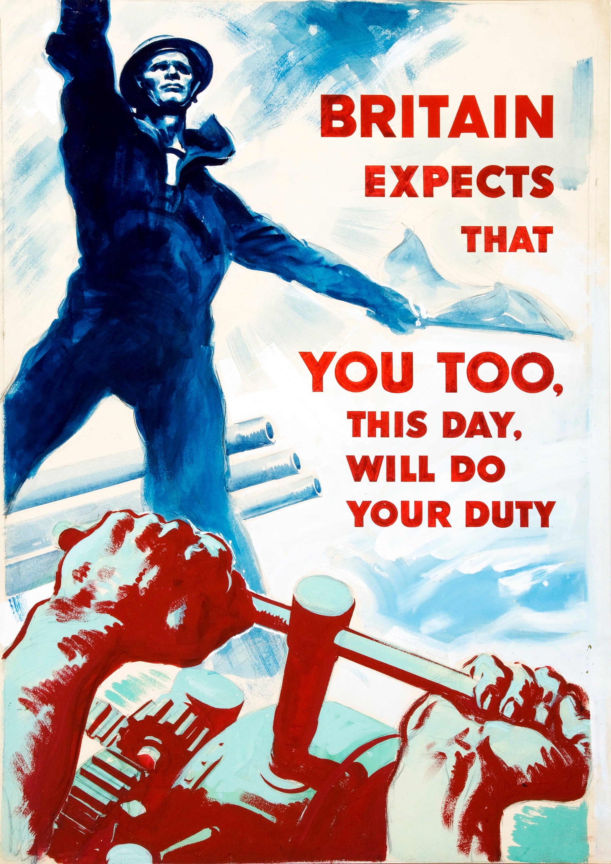 Reproduction Vintage "Britain Expects" World War 2 Poster, Home Wall Art, Various Sizes Available
