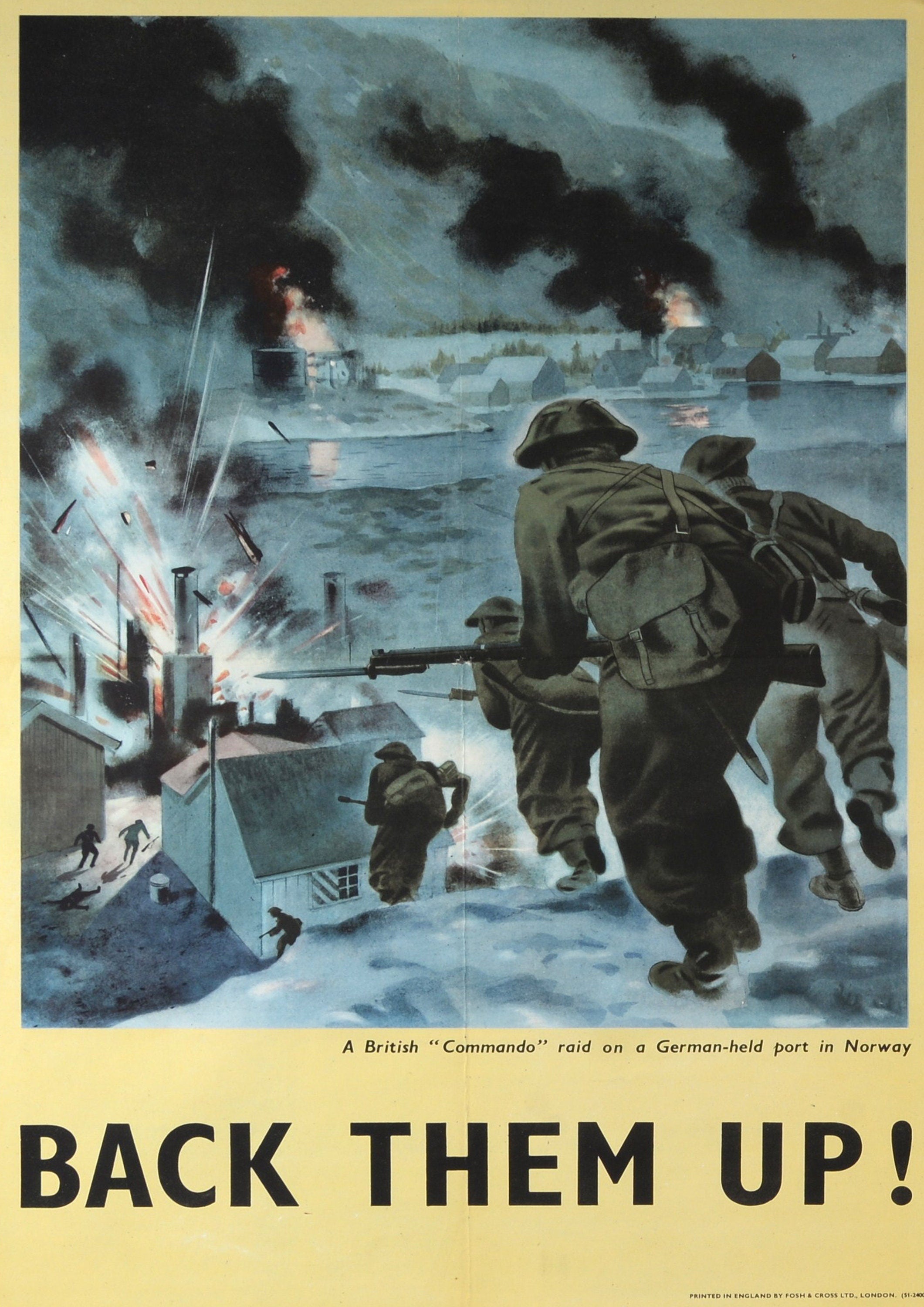 Reproduction Vintage "Commando Raid" World War 2 Poster, Home Wall Art, Various Sizes Available