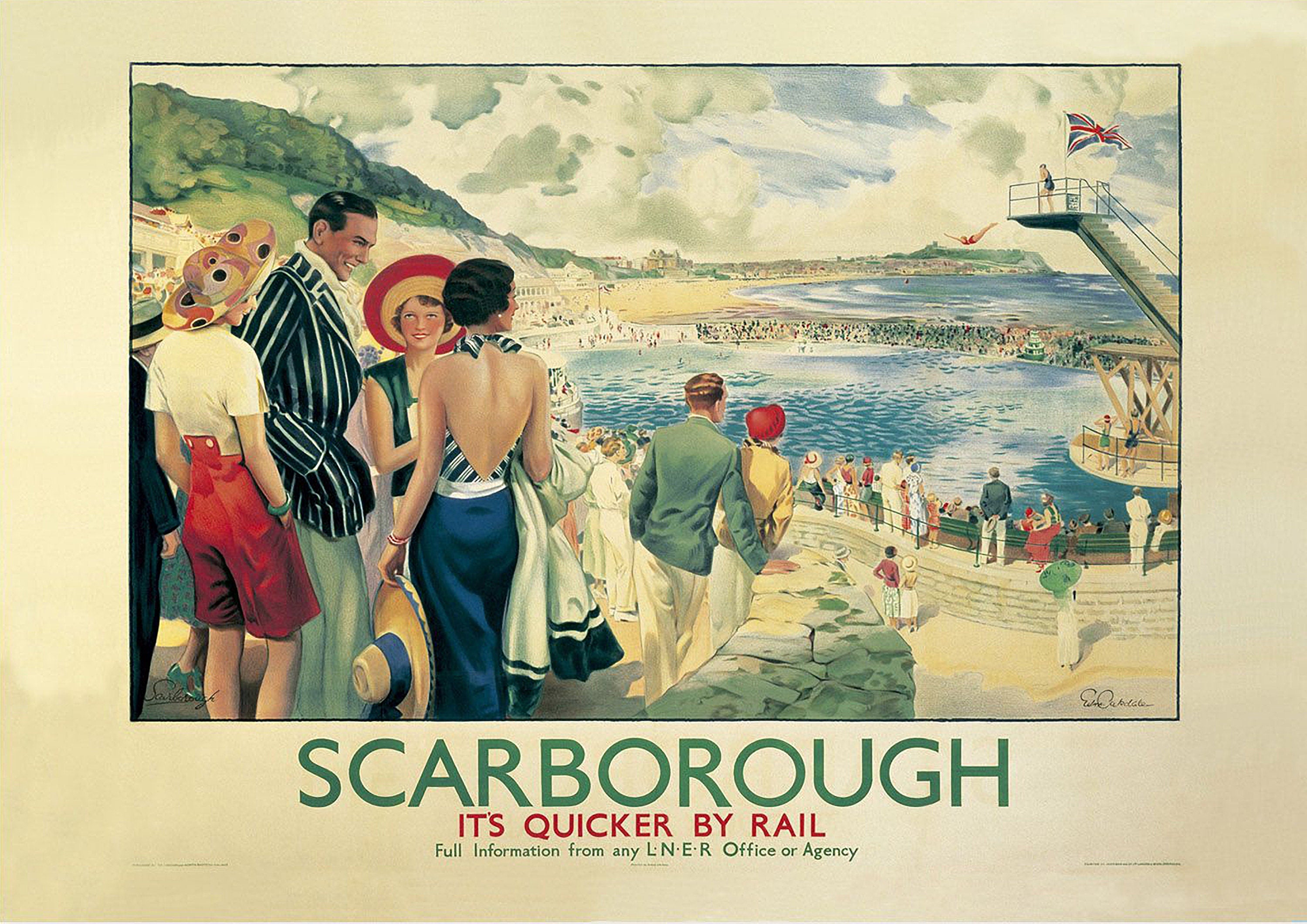 Reproduction Vintage "Scarborough" Travel Poster, Home Wall Art, Various Sizes Available