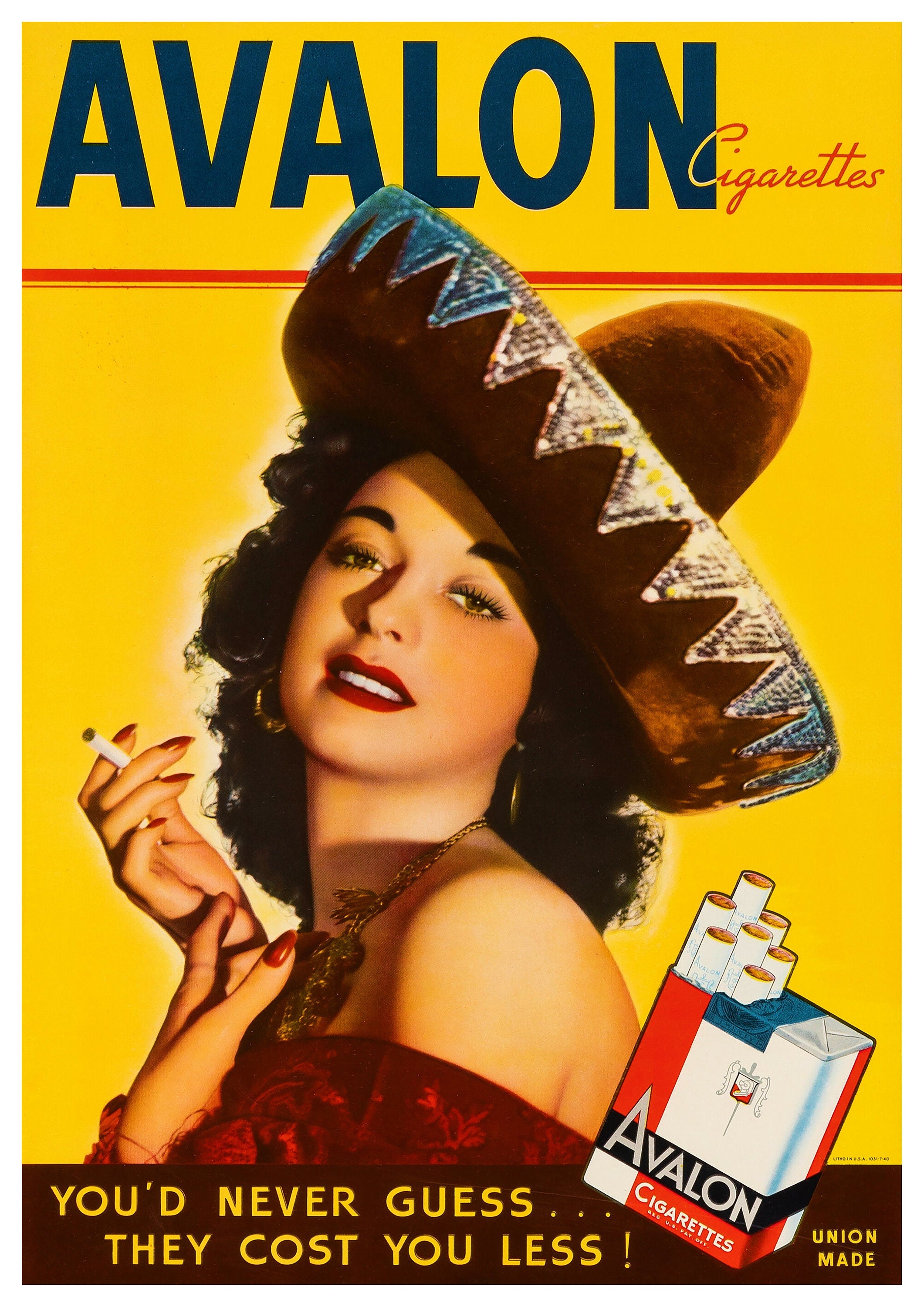 Reproduction Vintage Cigarette Advertisement "Avalon" Poster, Home Wall Art, Various Sizes Available