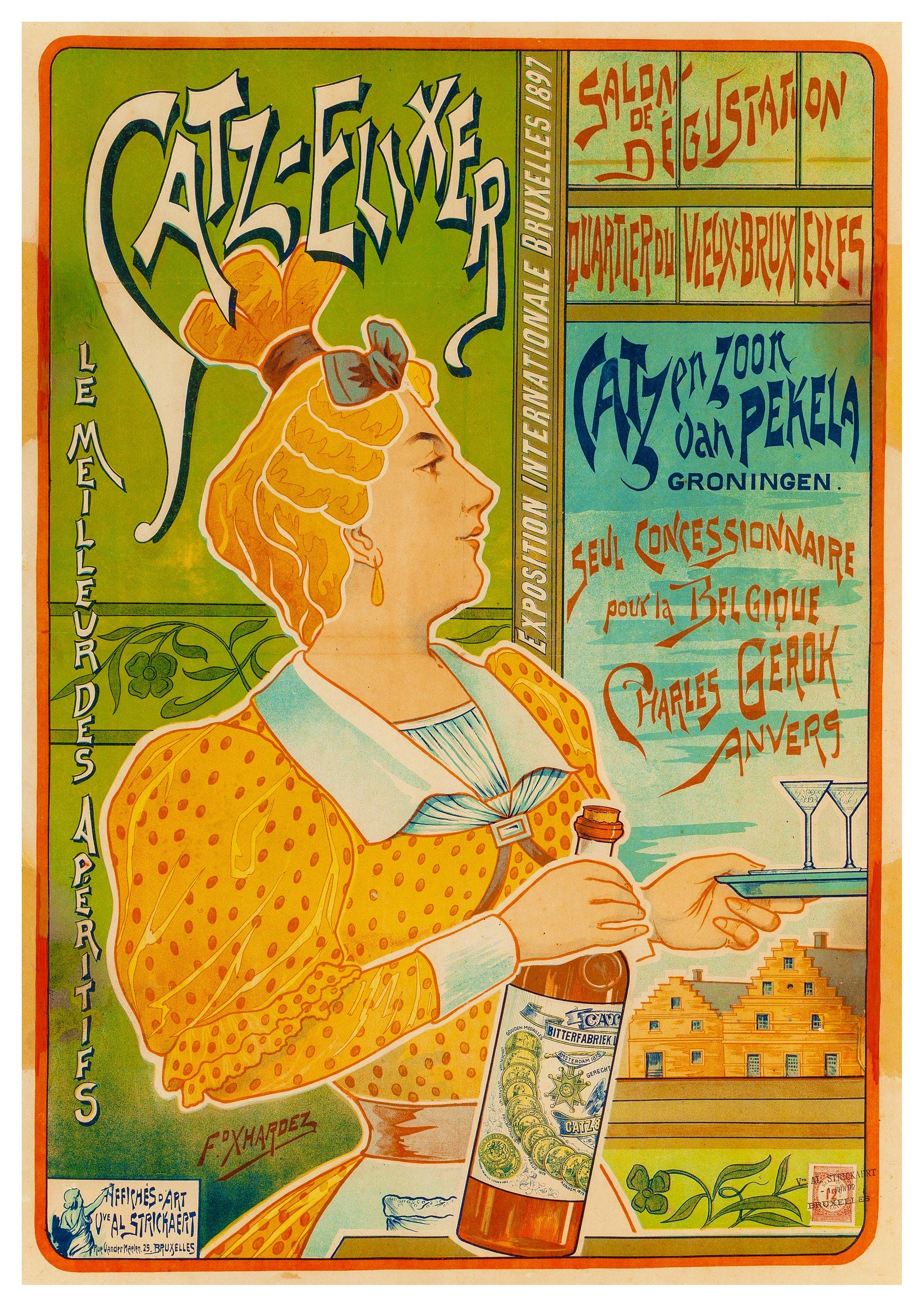 Reproduction Vintage "Catz Elixer" Alcohol Poster, Home Wall Art, Various Sizes Available