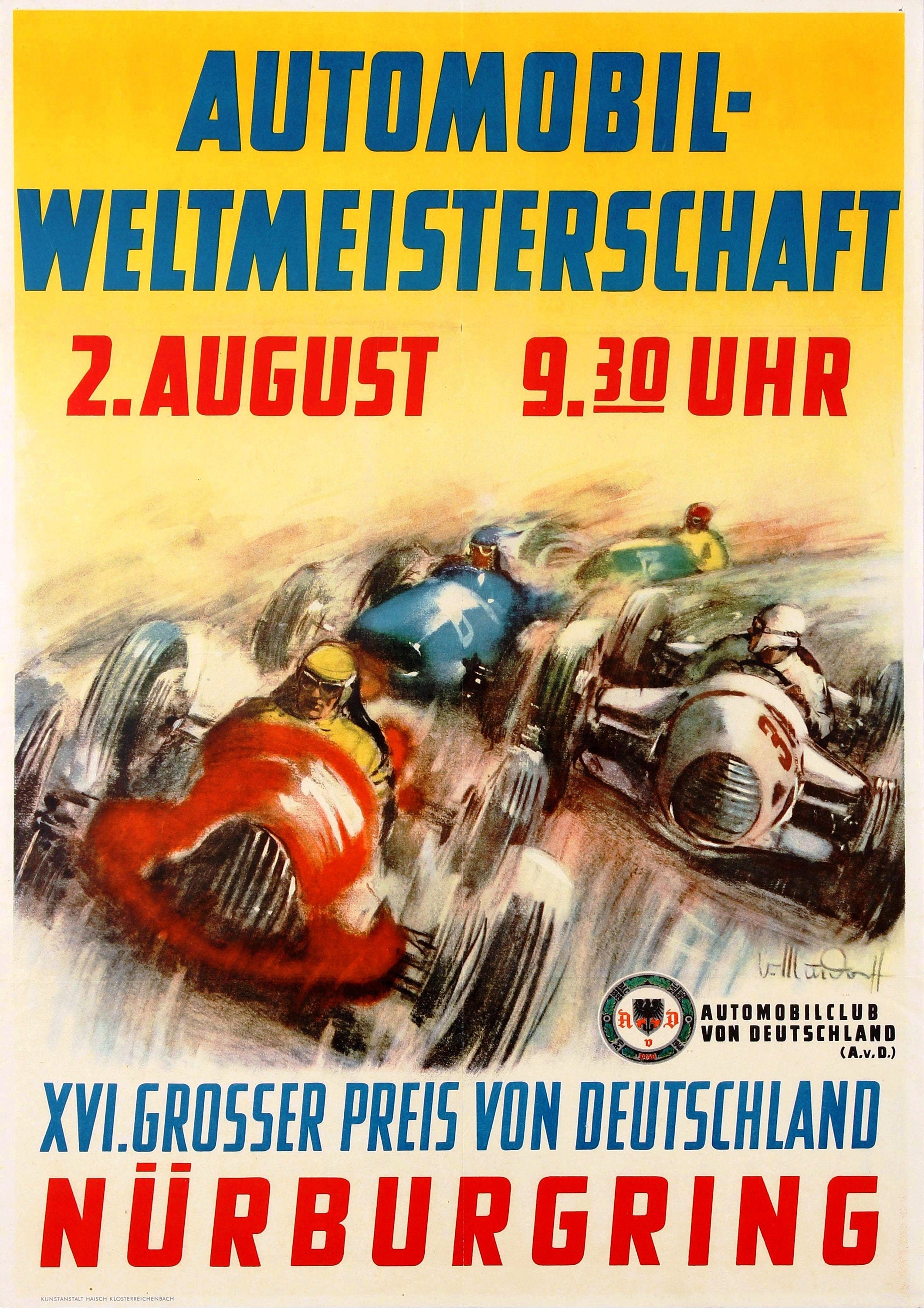 Reproduction Vintage Motor Racing Poster "Nurburgring"  Home Wall Art, Various Sizes Available