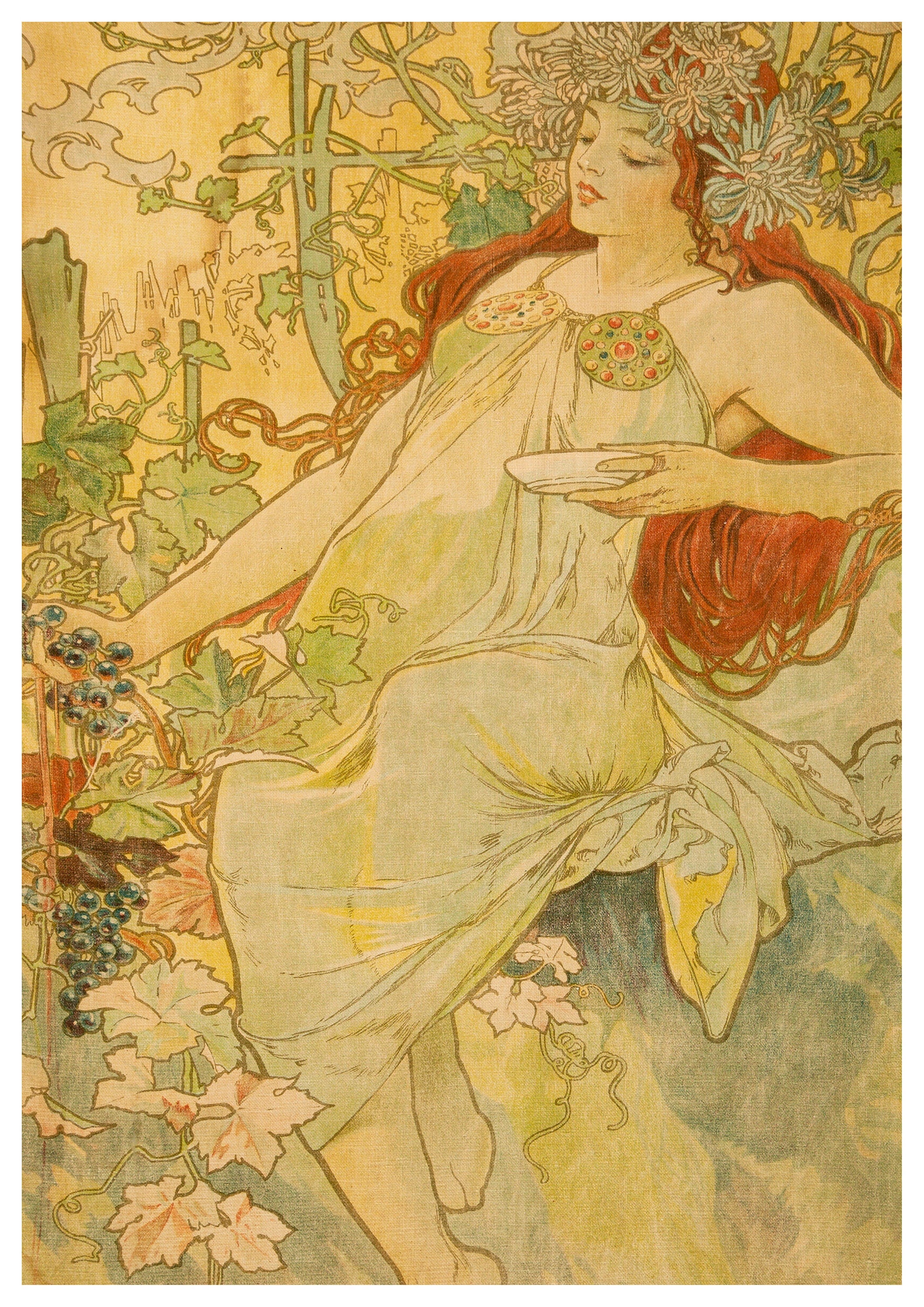 Reproduction Vintage "Alphonse Mucha - Autumn" Fine Art Poster, Home Wall Art, Various Sizes Available