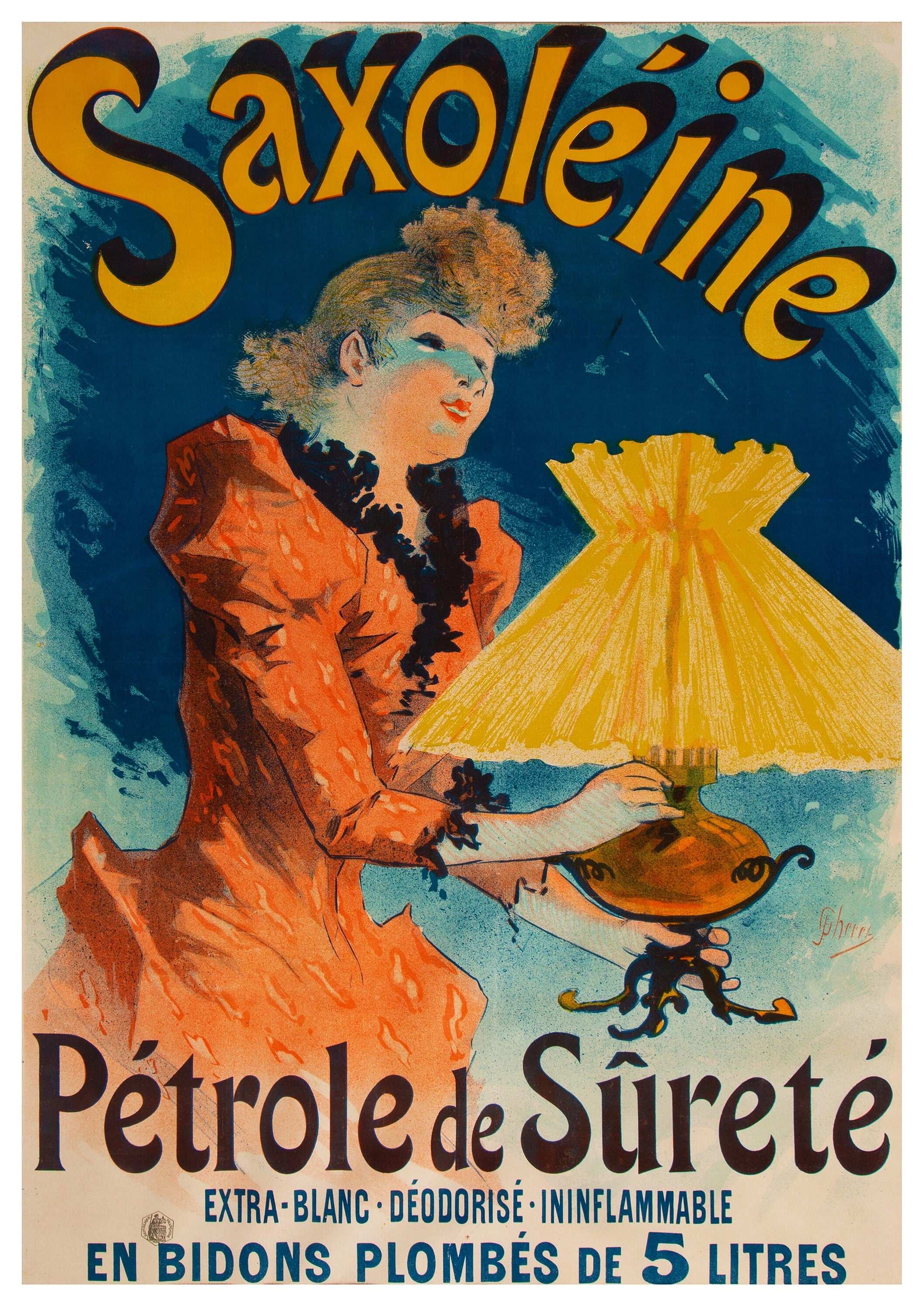 Reproduction Vintage "Jules Cheret - Saxoleine" Fine Art Poster, Home Wall Art, Various Sizes Available