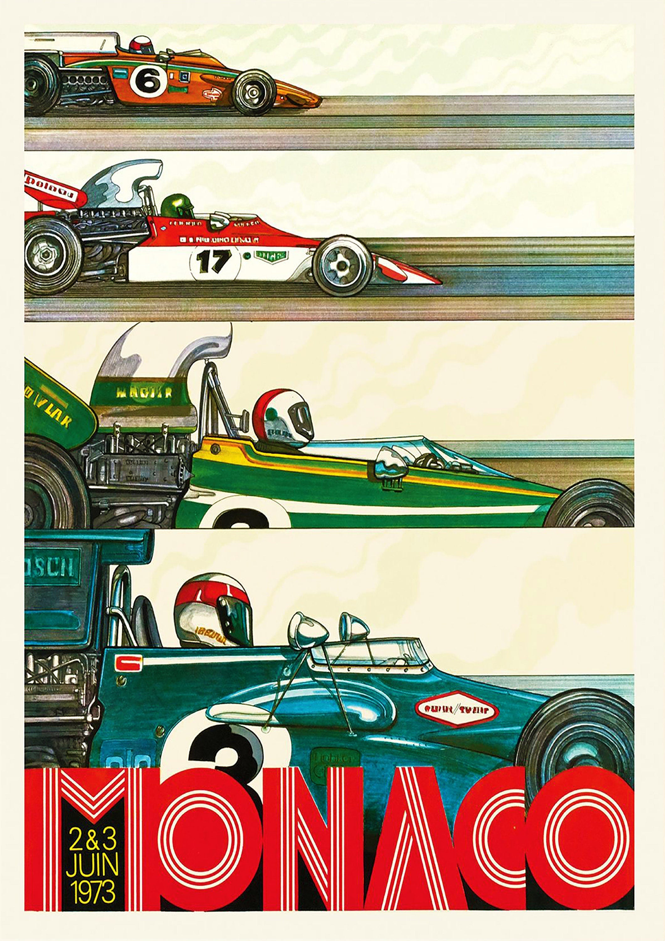 Reproduction Vintage Motor Racing Poster "Monaco 1973", Home Wall Art, Various Sizes Available
