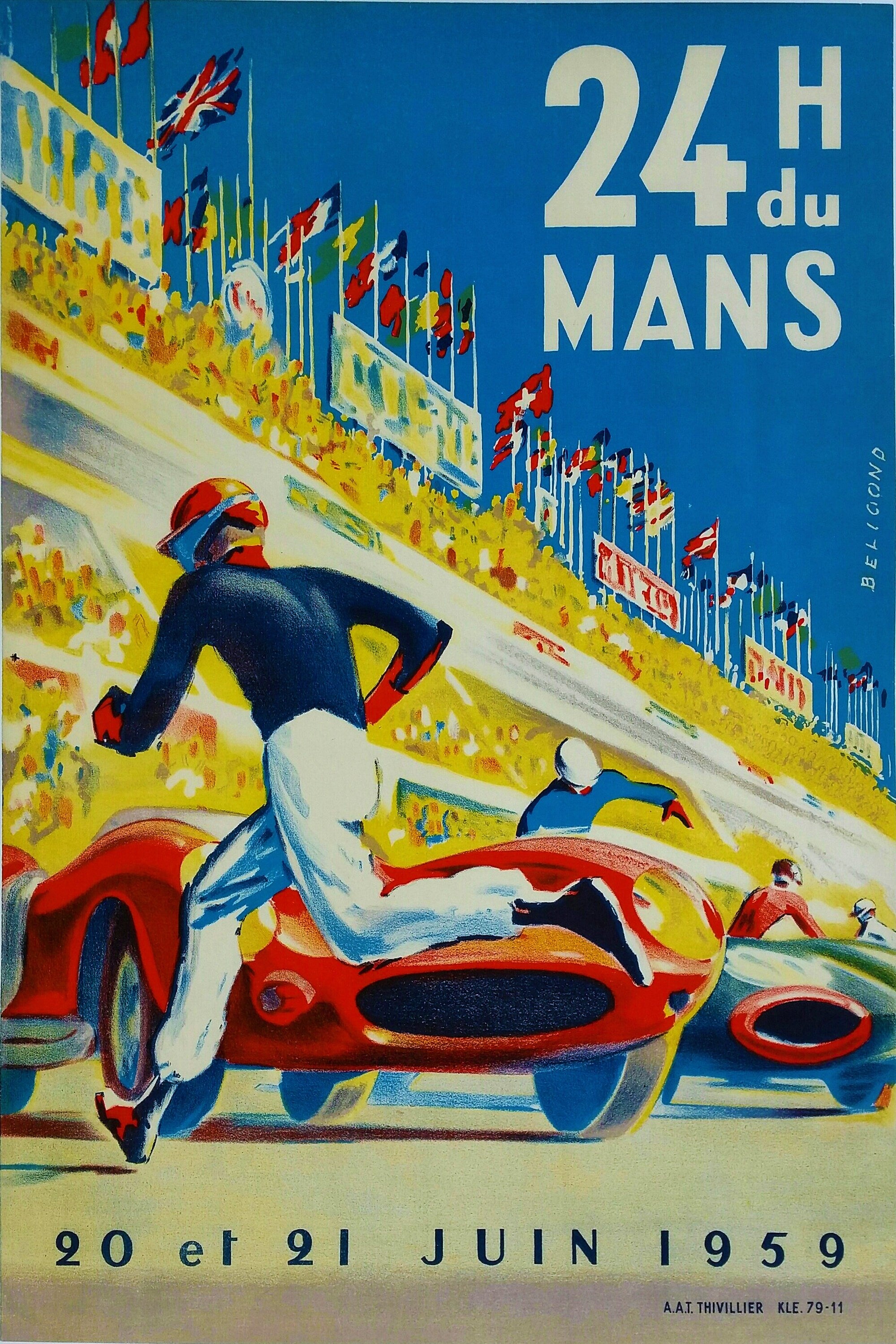 Reproduction Vintage Motor Racing Poster "Le Mans 1959"  Home Wall Art, Size: 24" x 36"