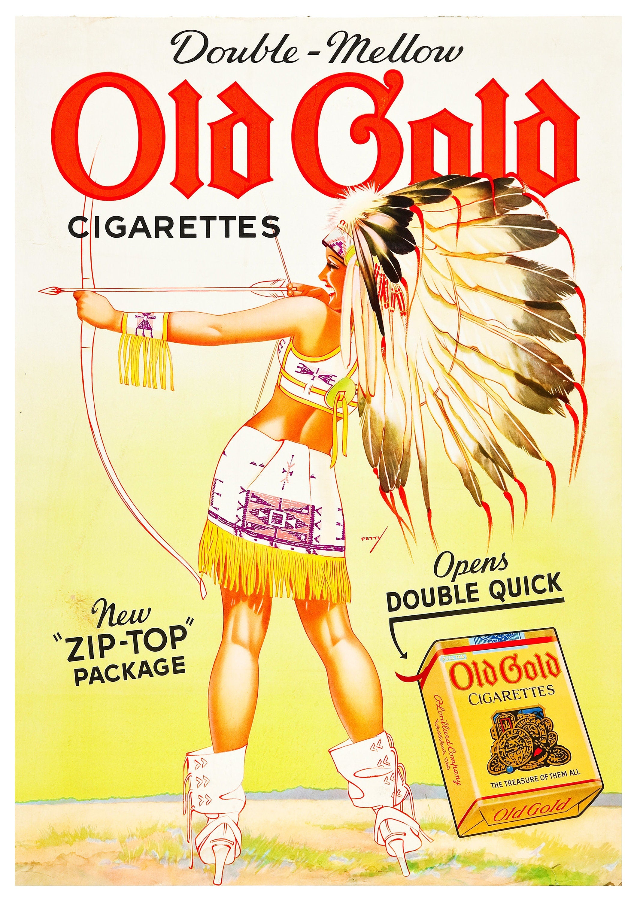 Reproduction Vintage Cigarette "Old Gold" Advertising Poster, Home Wall Art, Various Sizes Available