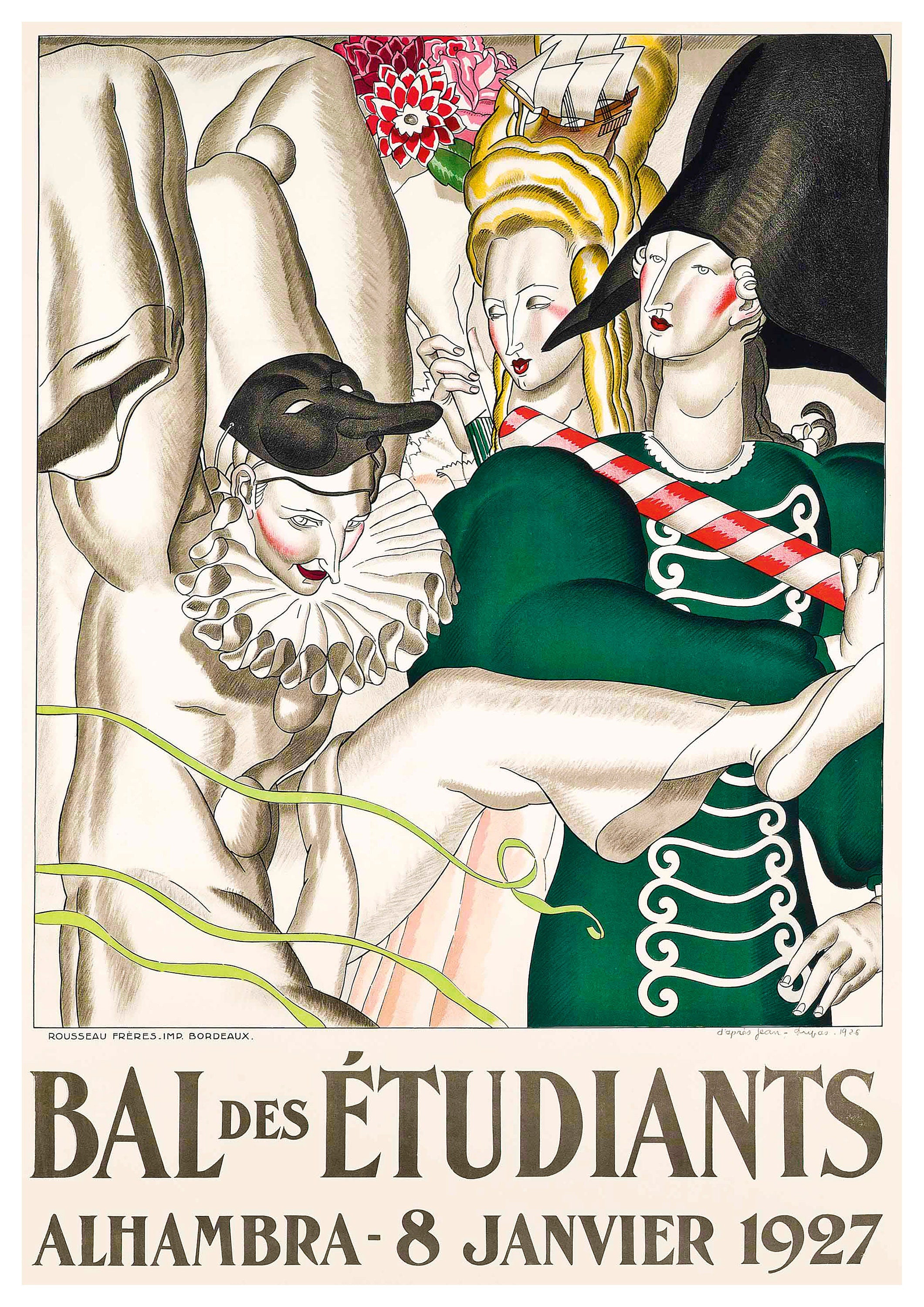 Reproduction Vintage "Bal Des Etudiants" Fine Art Poster, Home Wall Art, Various Sizes Available
