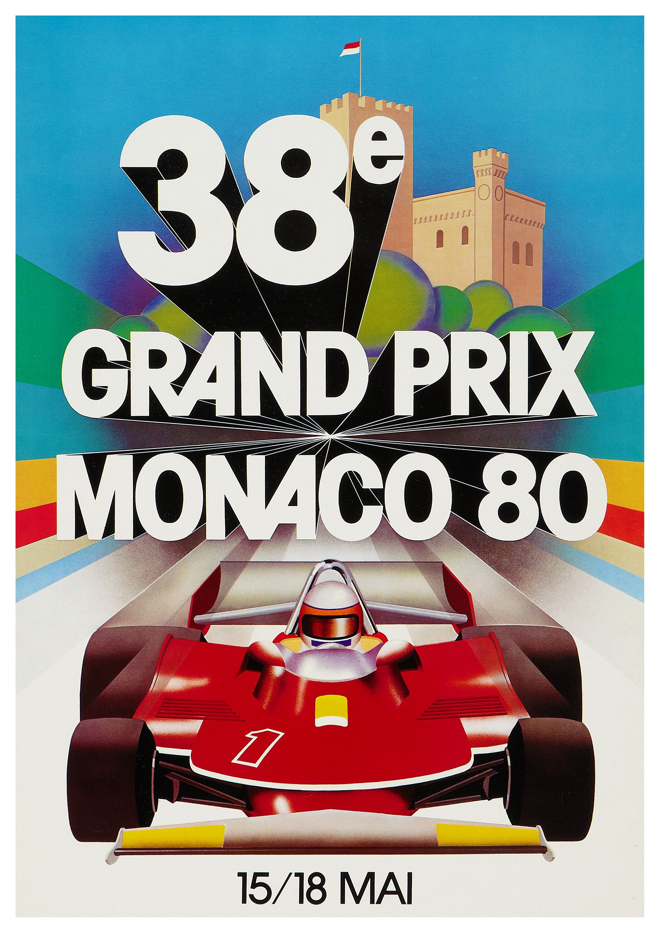 Reproduction Vintage Motor Racing Poster "Monaco 1980", Home Wall Art, Various Sizes Available