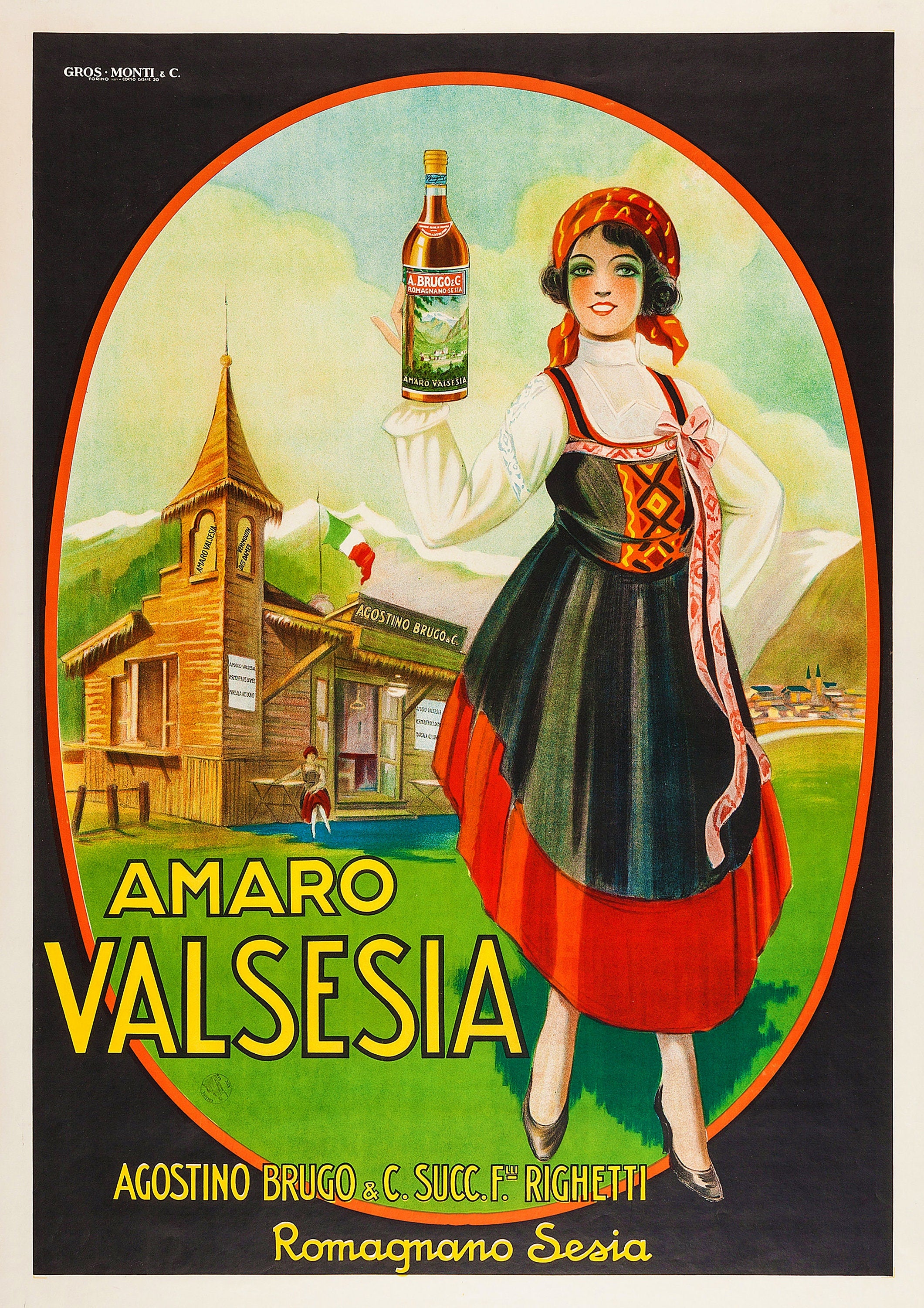 Reproduction Vintage Advertising "Amaro Valsesia" Poster, Home Wall Art, Various Sizes Available