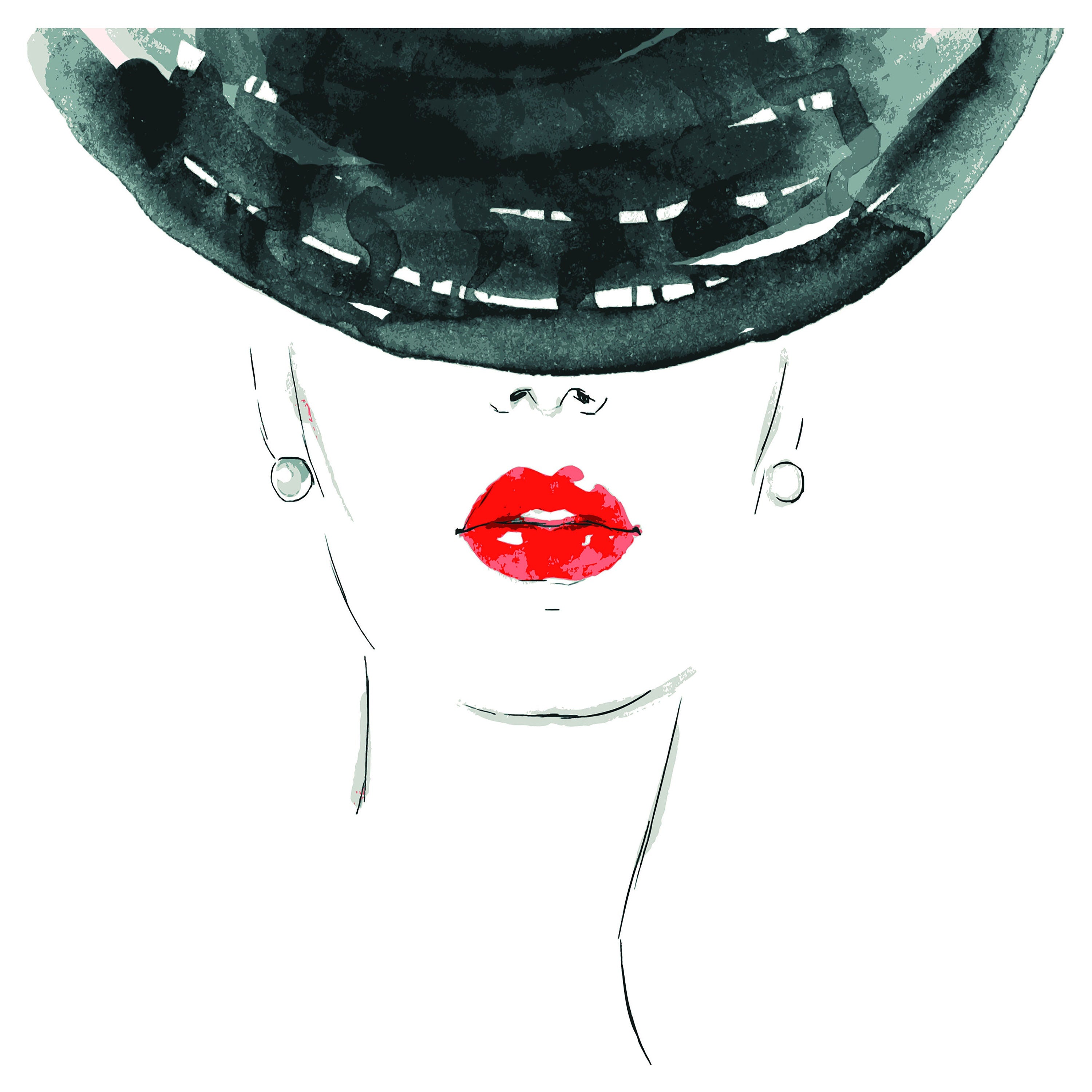 Reproduction Vintage "Lady Wearing Black Hat" Fine Art Poster, Home Wall Art, Size: 16" x 16"