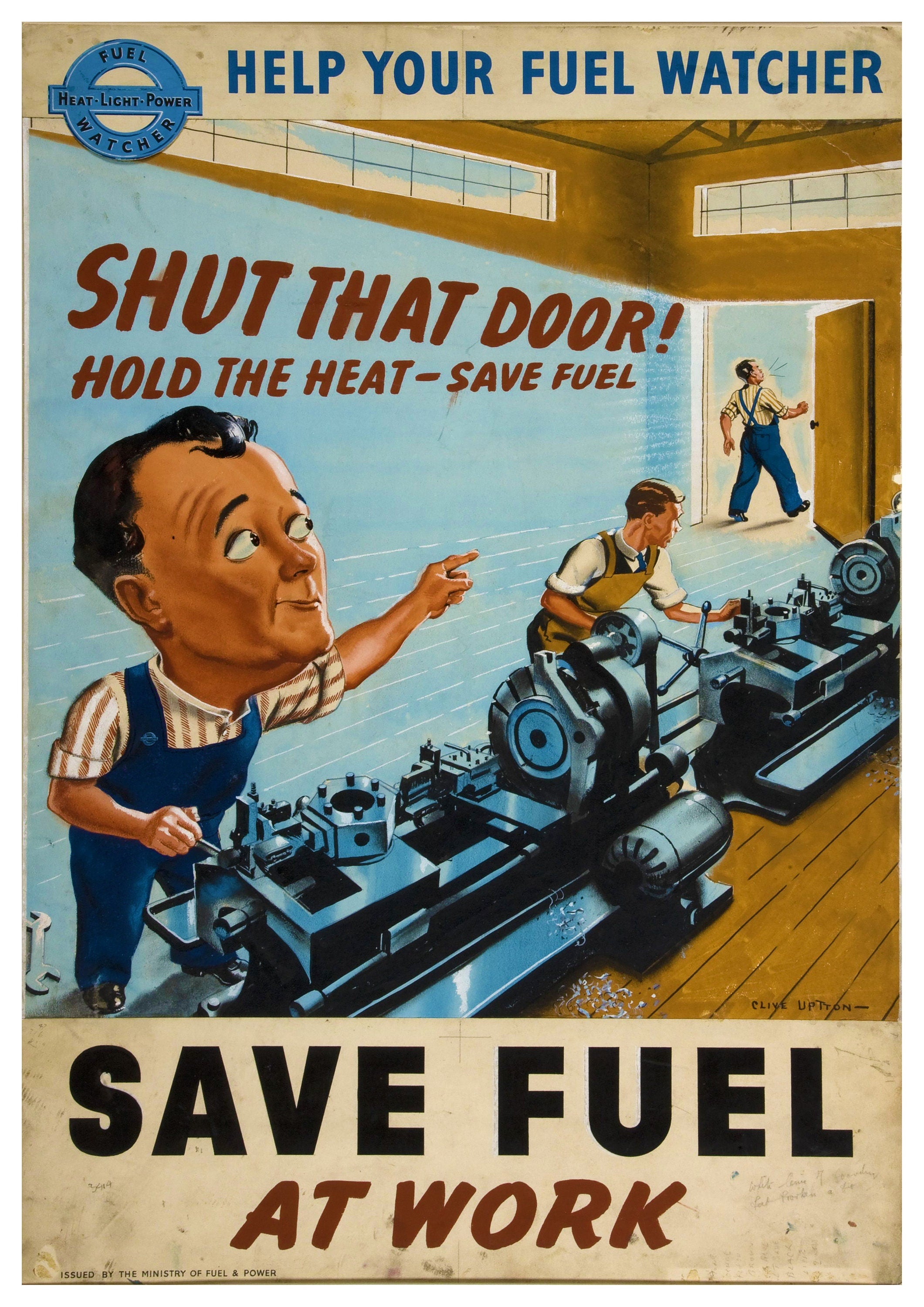 Reproduction Vintage "Save Fuel At Work!" World War 2 Poster, Home Wall Art, Various Sizes Available