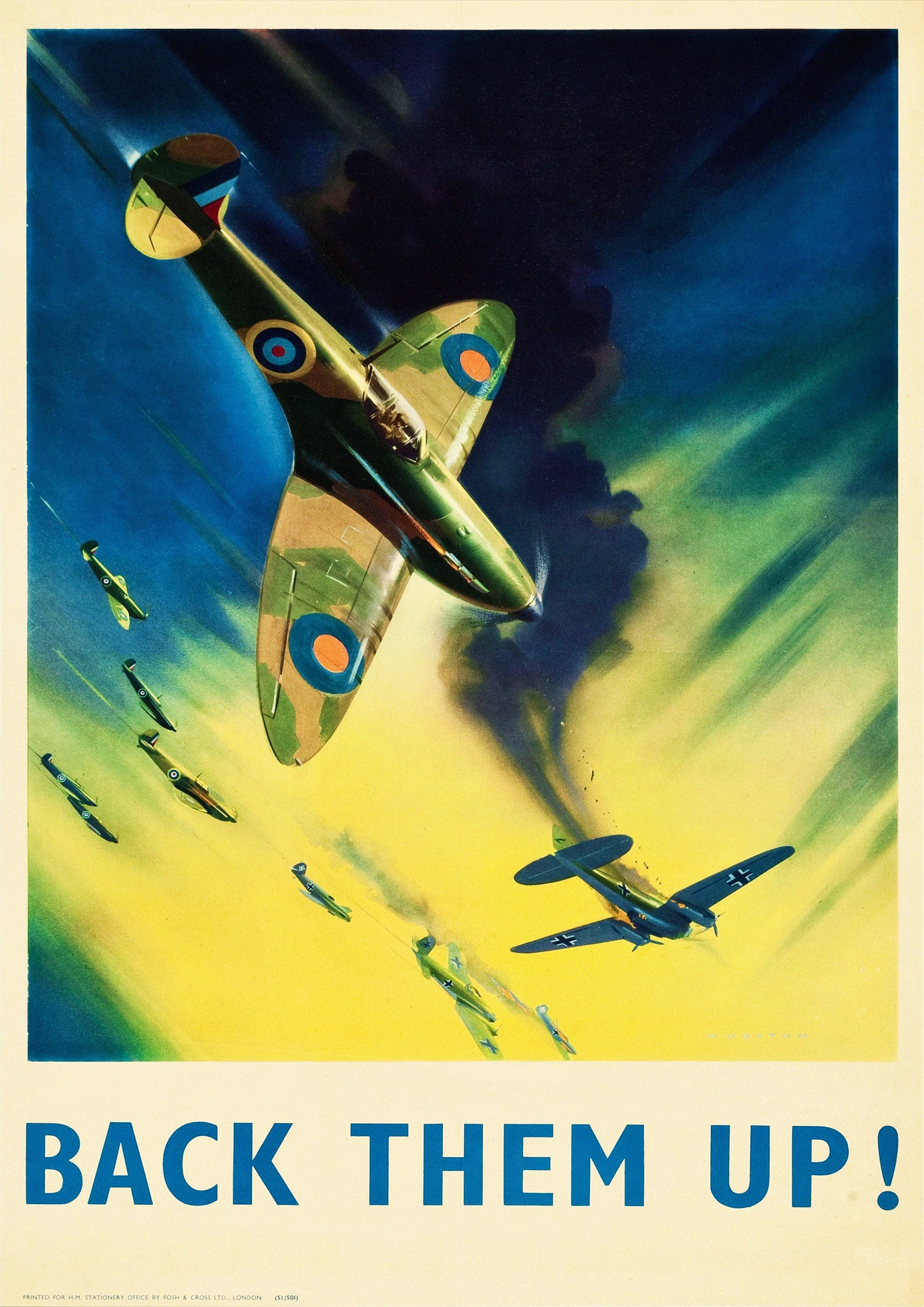 Reproduction Vintage "Fighters" World War 2 Poster, Home Wall Art, Various Sizes Available