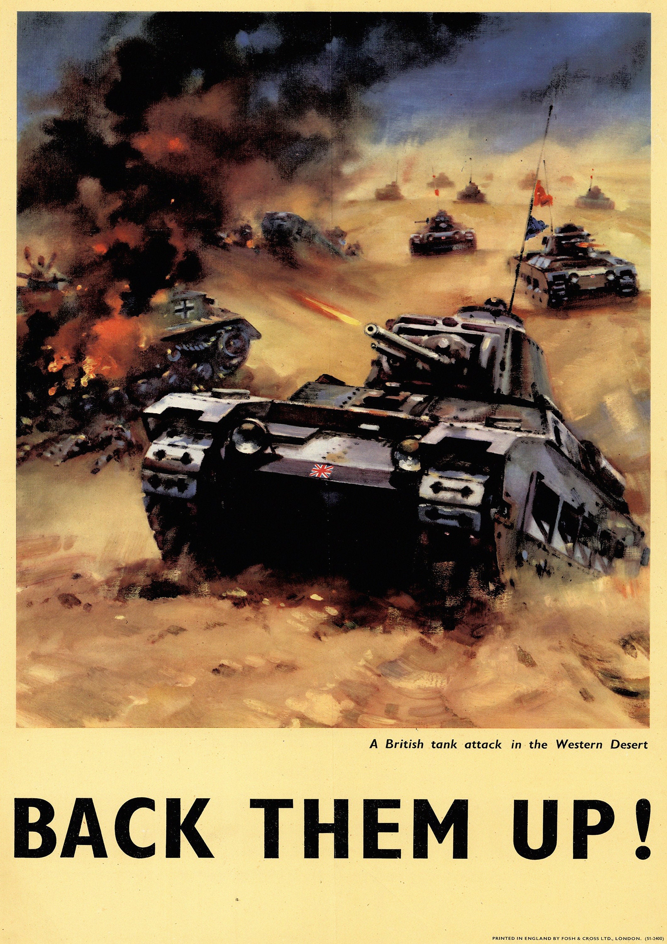 Reproduction Vintage "British Tank" World War 2 Poster, Home Wall Art, Various Sizes Available
