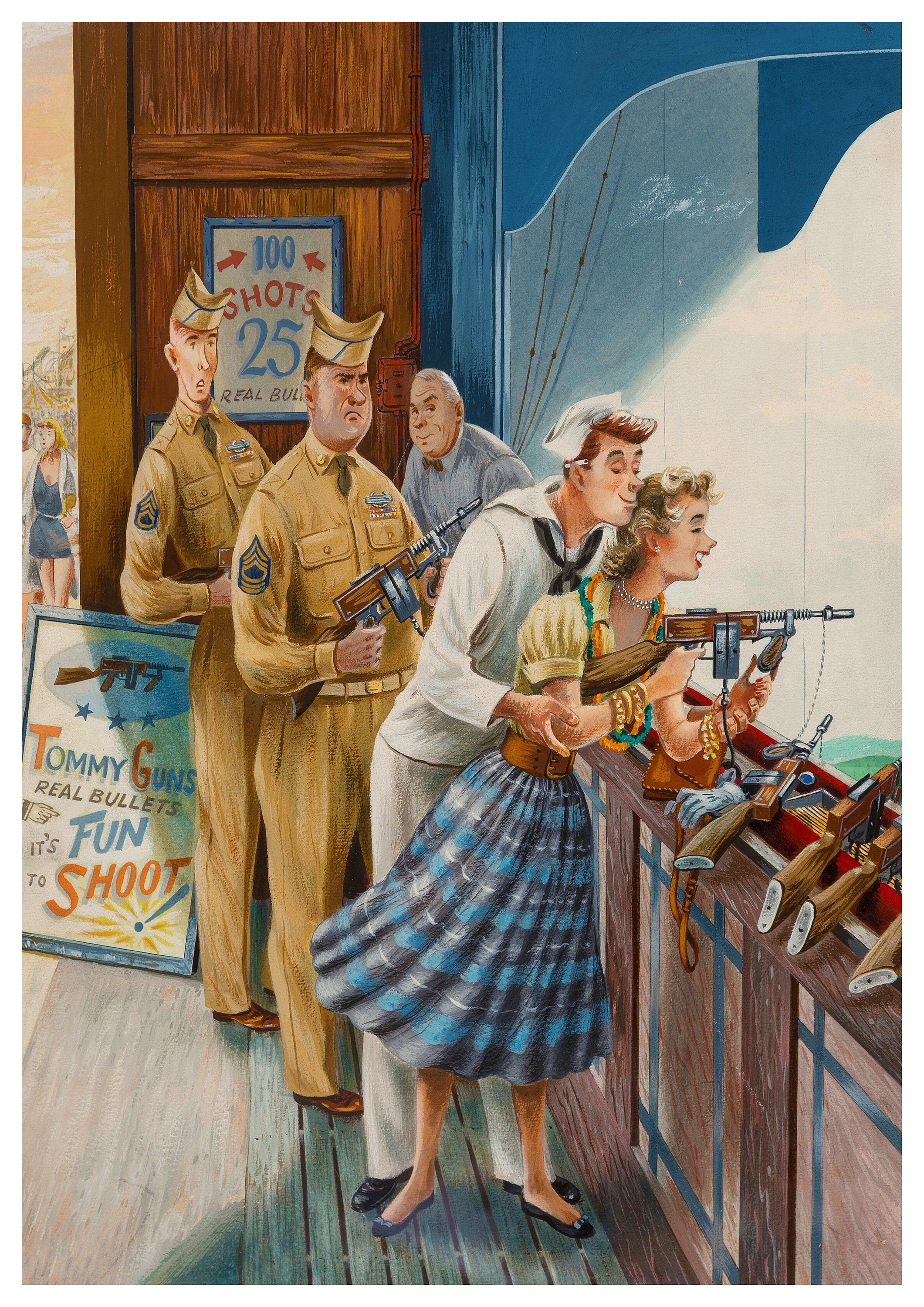 Reproduction Vintage "Shooting Gallery" Fine Art Poster, Home Wall Art, Various Sizes Available