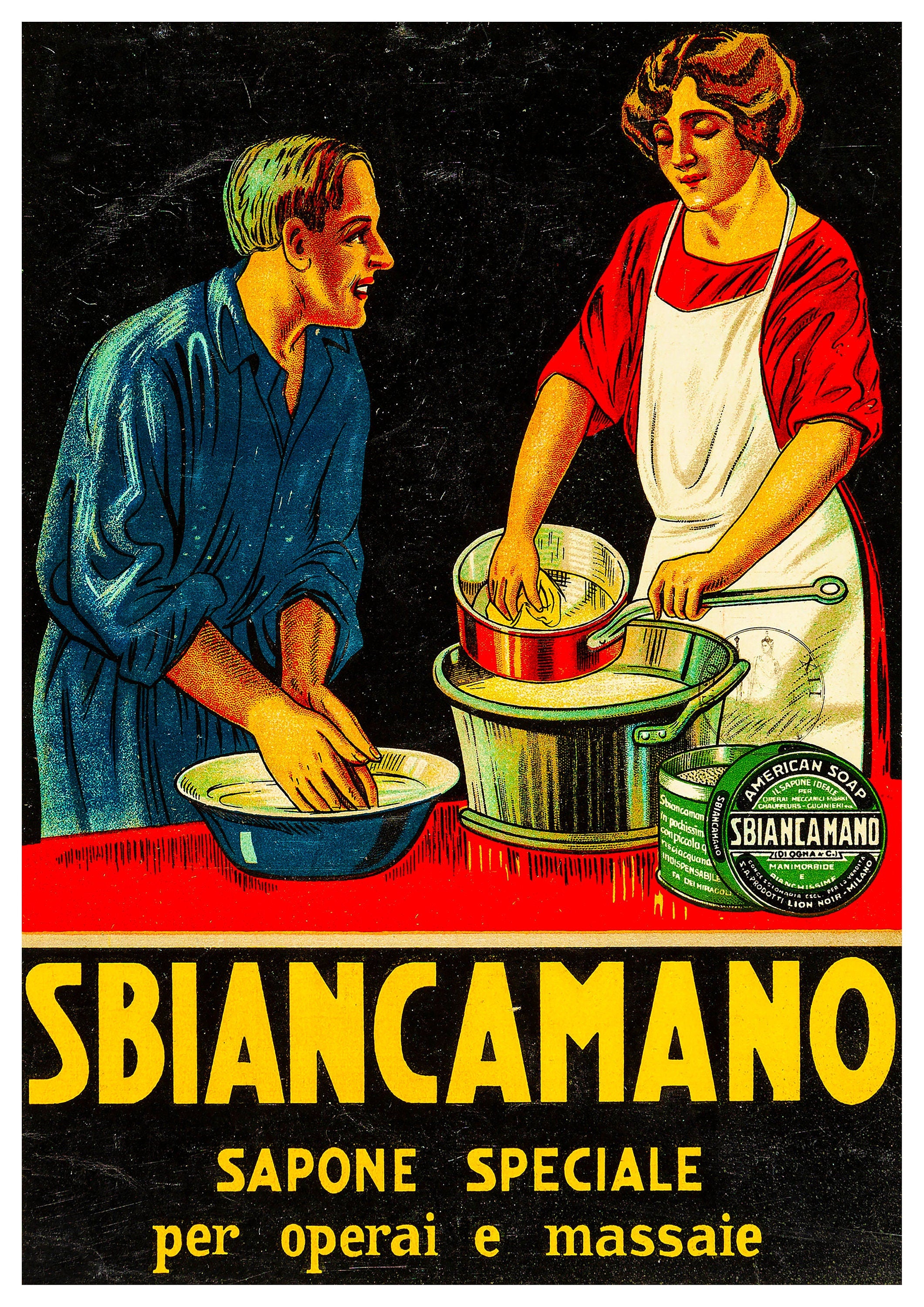 Reproduction Vintage Advertisement "Sbiancamano" Poster, Home Wall Art, Various Sizes Available