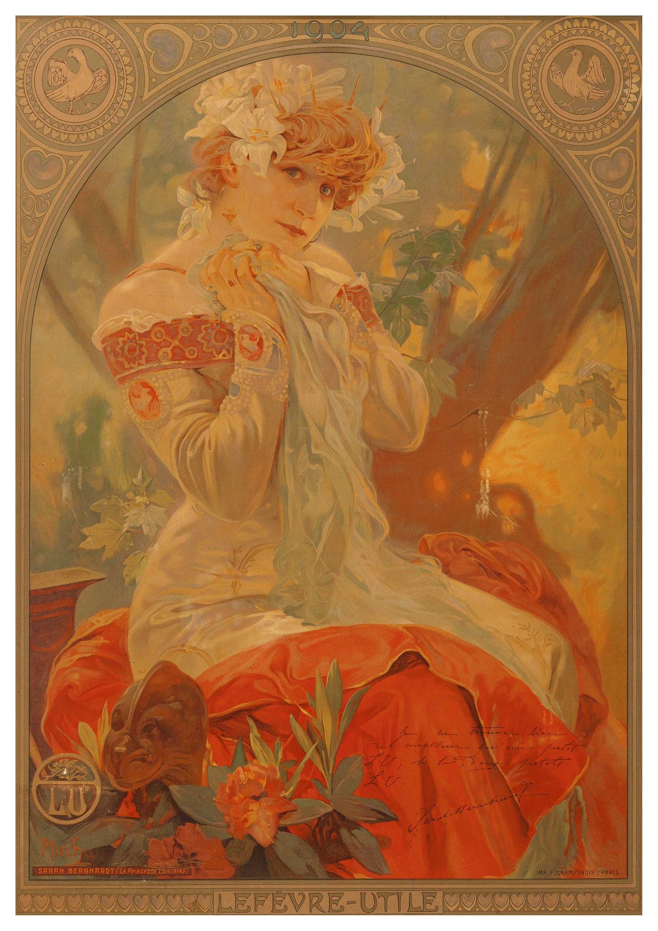 Reproduction Vintage "Alphonse Mucha - Lefevre_Utile" Fine Art Poster, Home Wall Art, Various Sizes Available